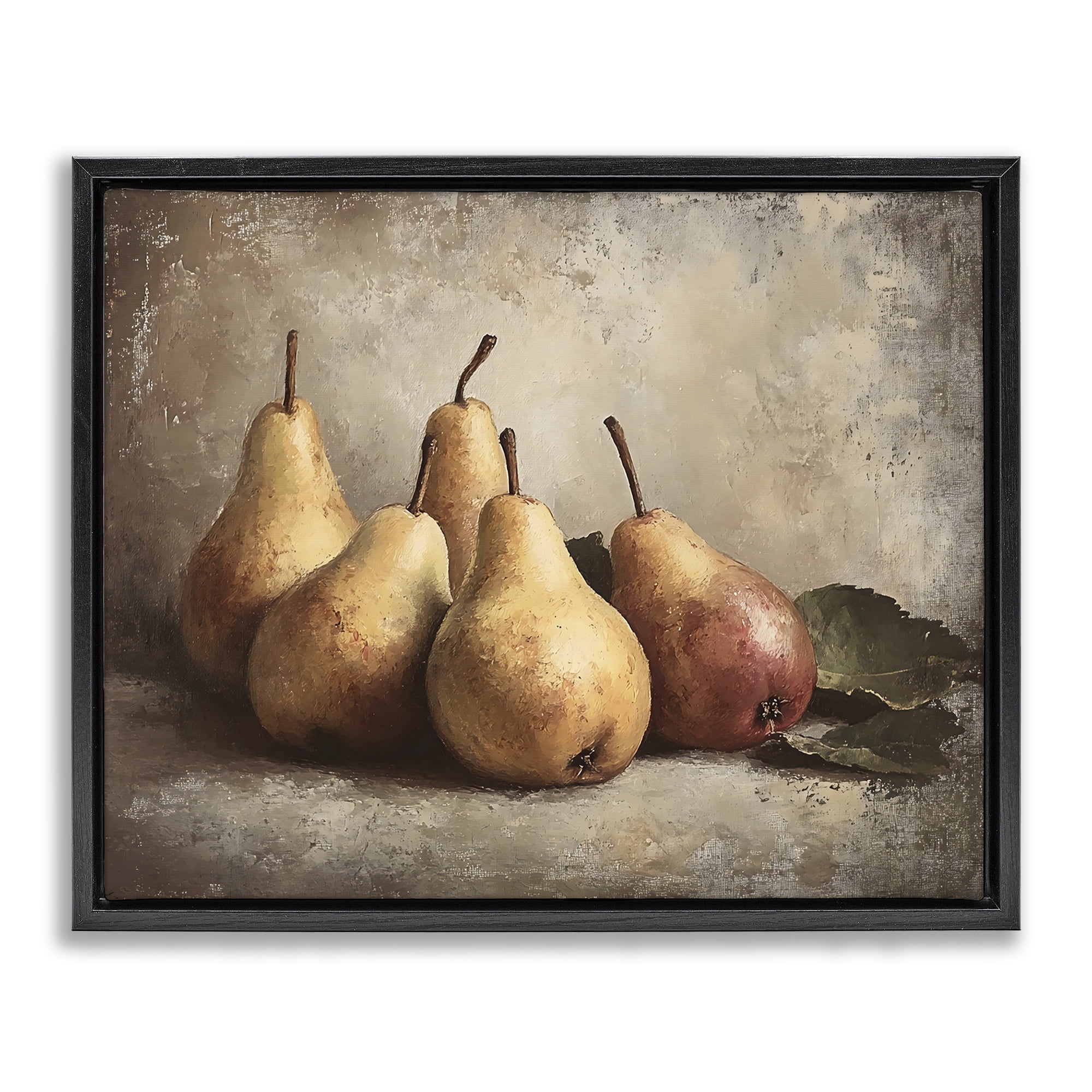 Stupell Industries Neutral Pear Still Life Black Framed Floater Canvas Wall Art, design by Franklyn Gregory