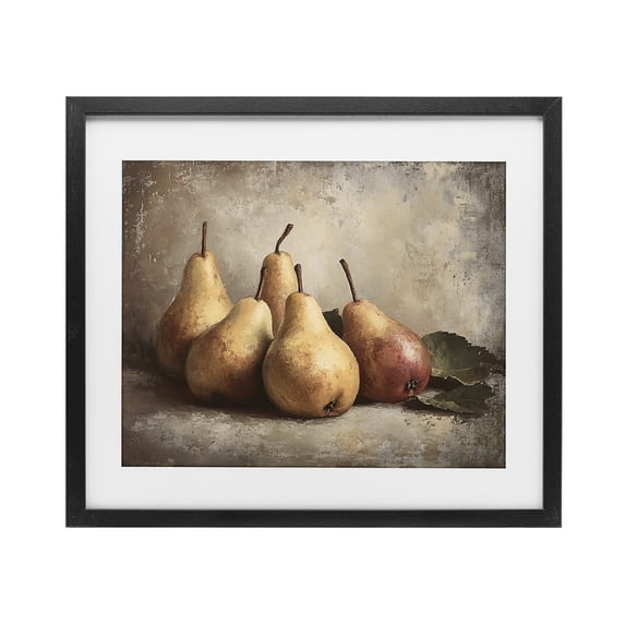 Stupell Industries French Country Neutral Pear Still Life Black Framed Print Under Glass, 16 x 13, by Franklyn Gregory
