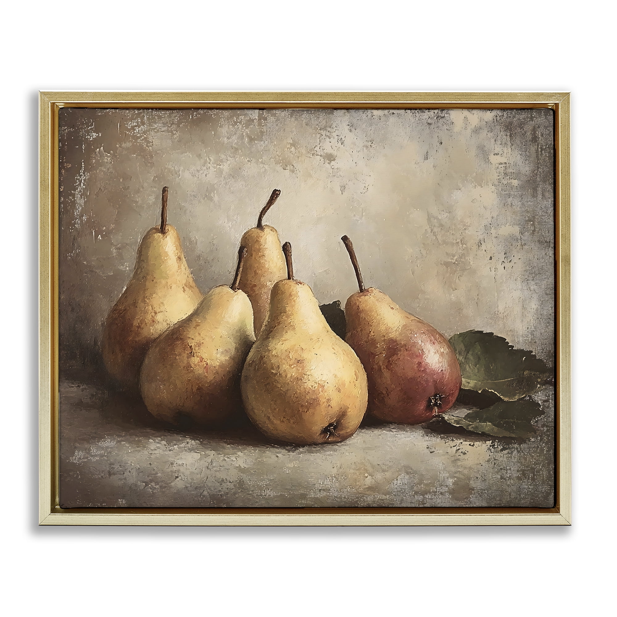 Stupell Industries Neutral Pear Still Life Gold Framed Floater Canvas Wall Art, design by Franklyn Gregory