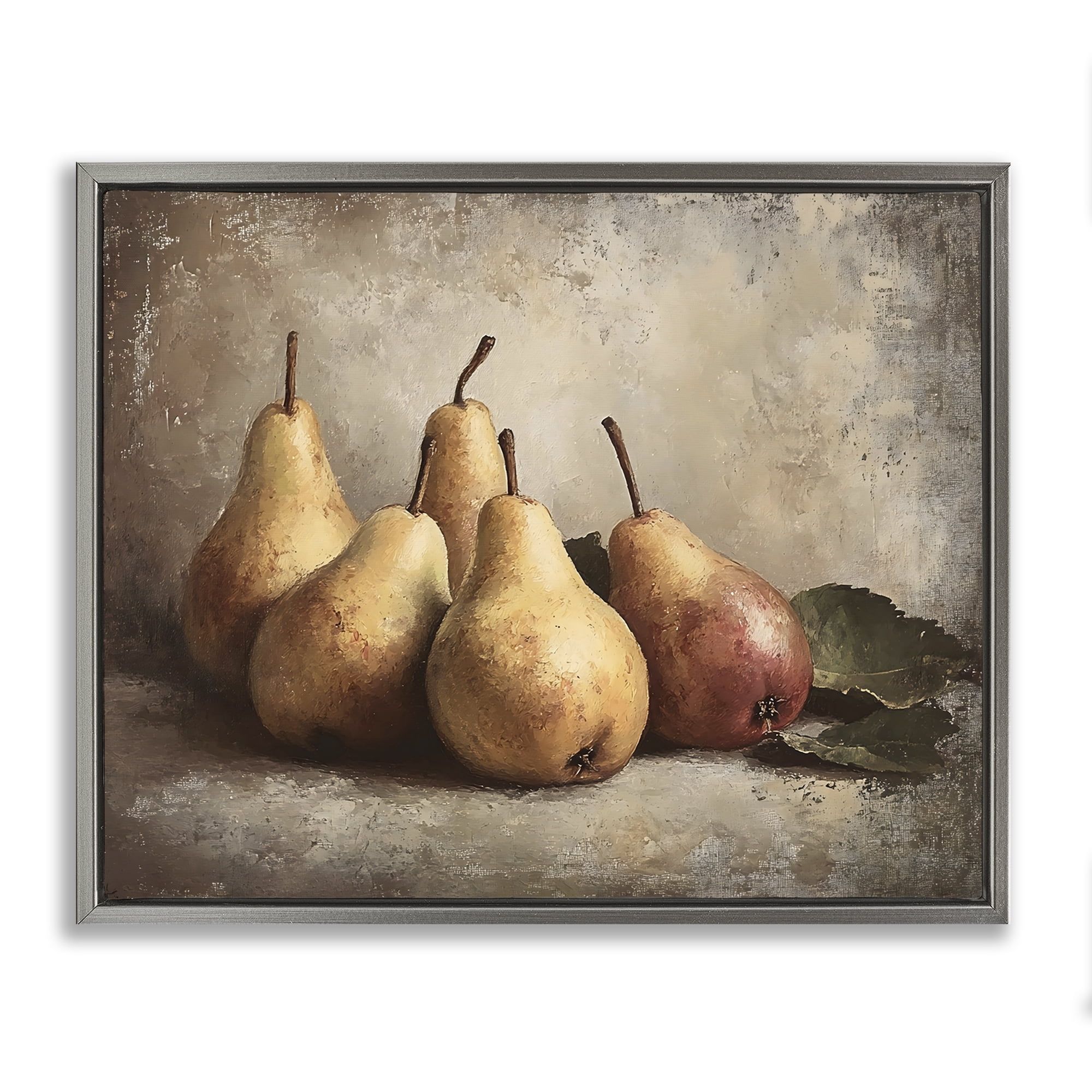 Stupell Industries Neutral Pear Still Life Gray Framed Floater Canvas Wall Art, design by Franklyn Gregory