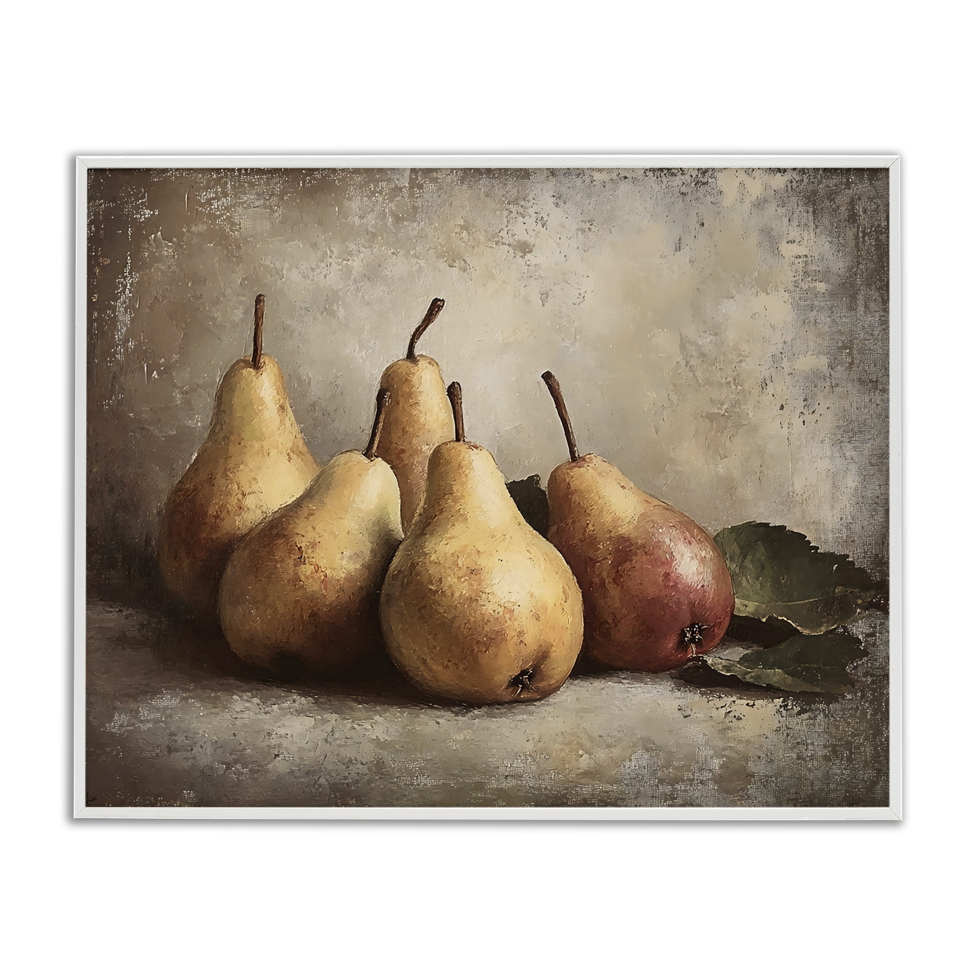 Stupell Industries Neutral Pear Still Life White Framed Giclee Art, design by Franklyn Gregory