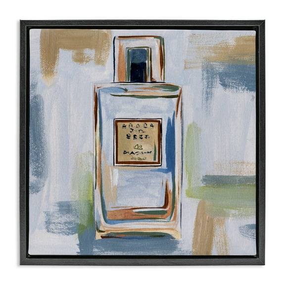 Stupell Industries Neutral Perfume Bottle Fashion Painting Black Floater Framed Canvas Art Print Wall Art, 18 x 18