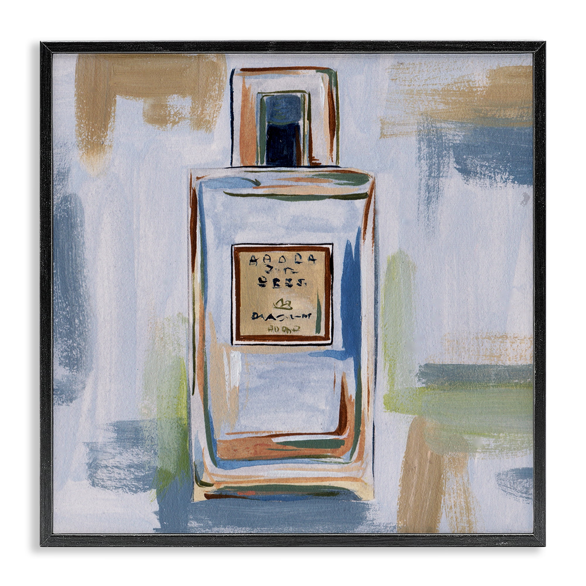Stupell Industries Neutral Perfume Bottle Fashion Painting Black Framed Art Print Wall Art, 17 x 17