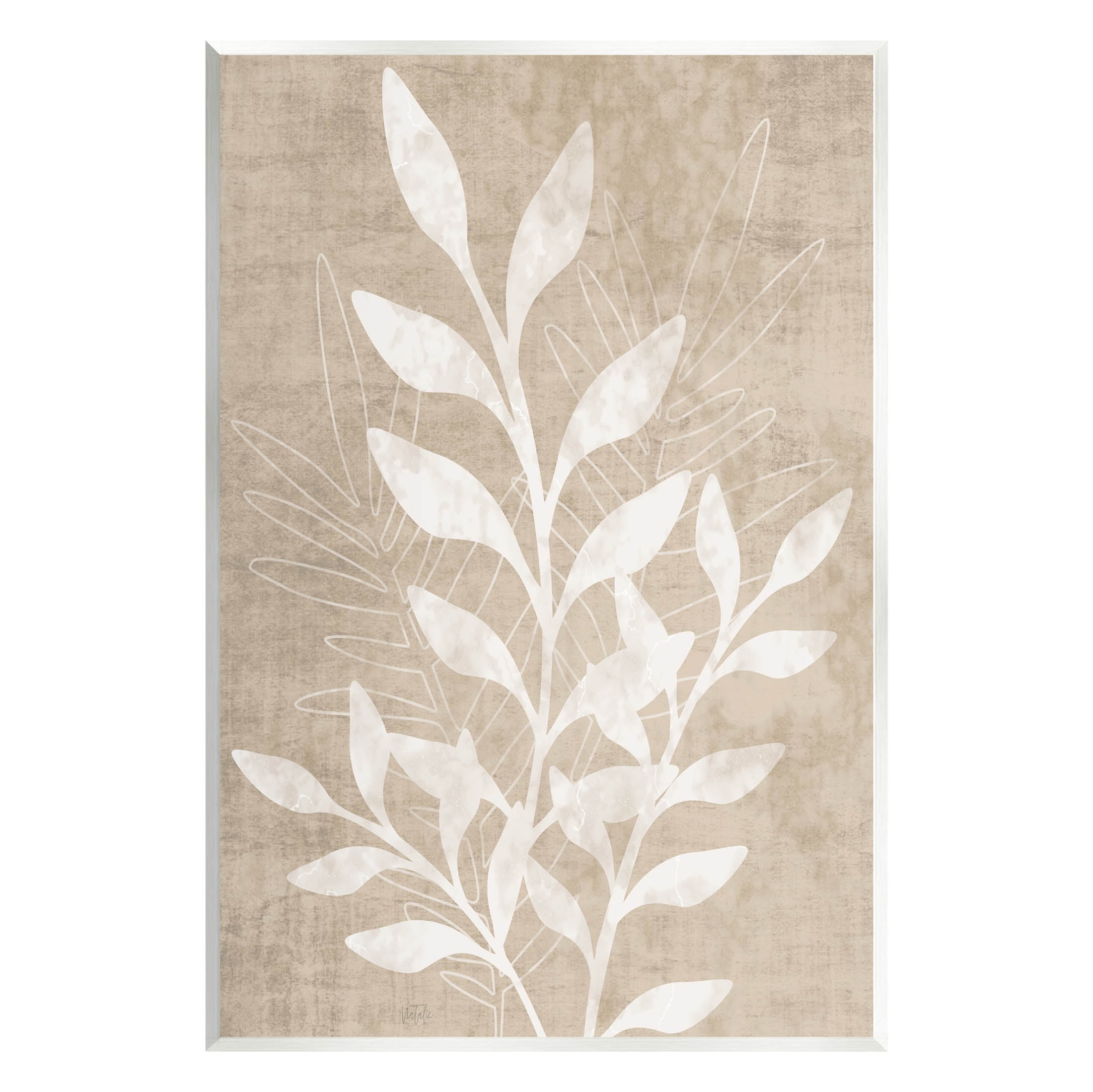 Stupell Industries Neutral Plant Leaf Collage Graphic Art Unframed Art Print Wall Art, Design by Natalie Carpentieri