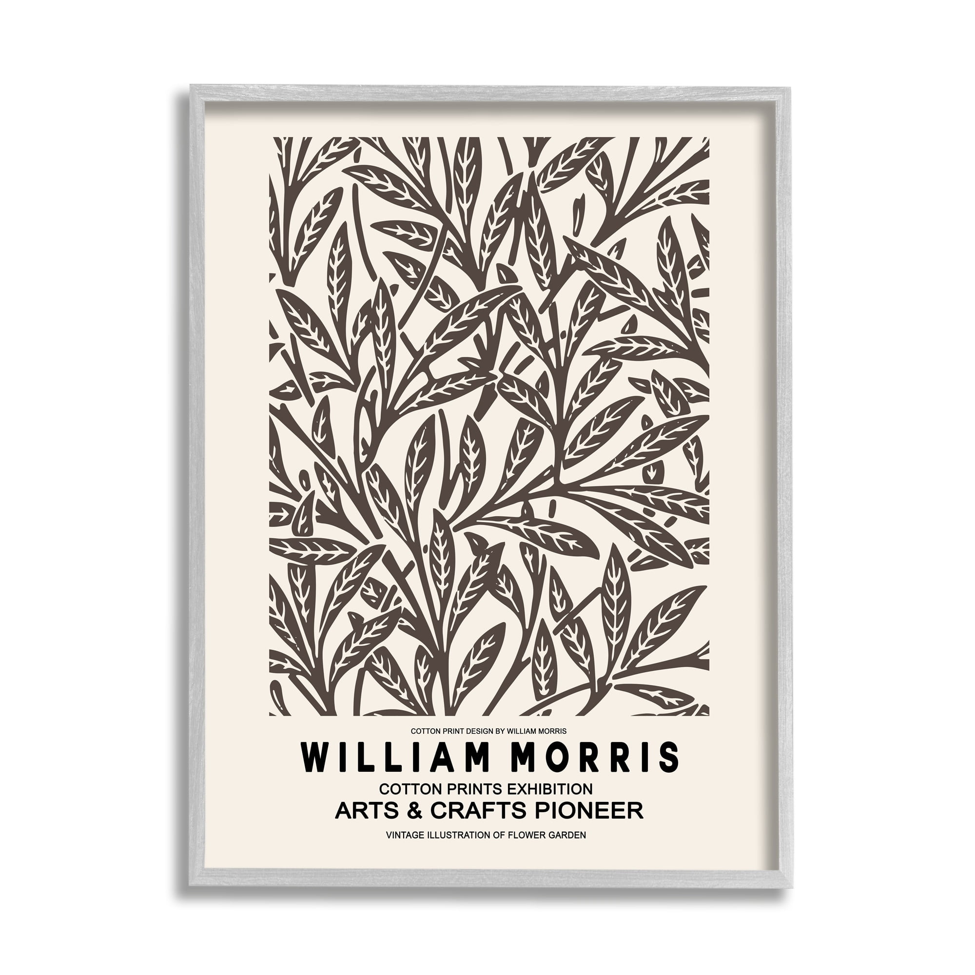 Stupell Industries Neutral Plant Leaves Pattern Text Flyer Exhibition Framed Wall Art, 16 x 20, Design by Ros Ruseva