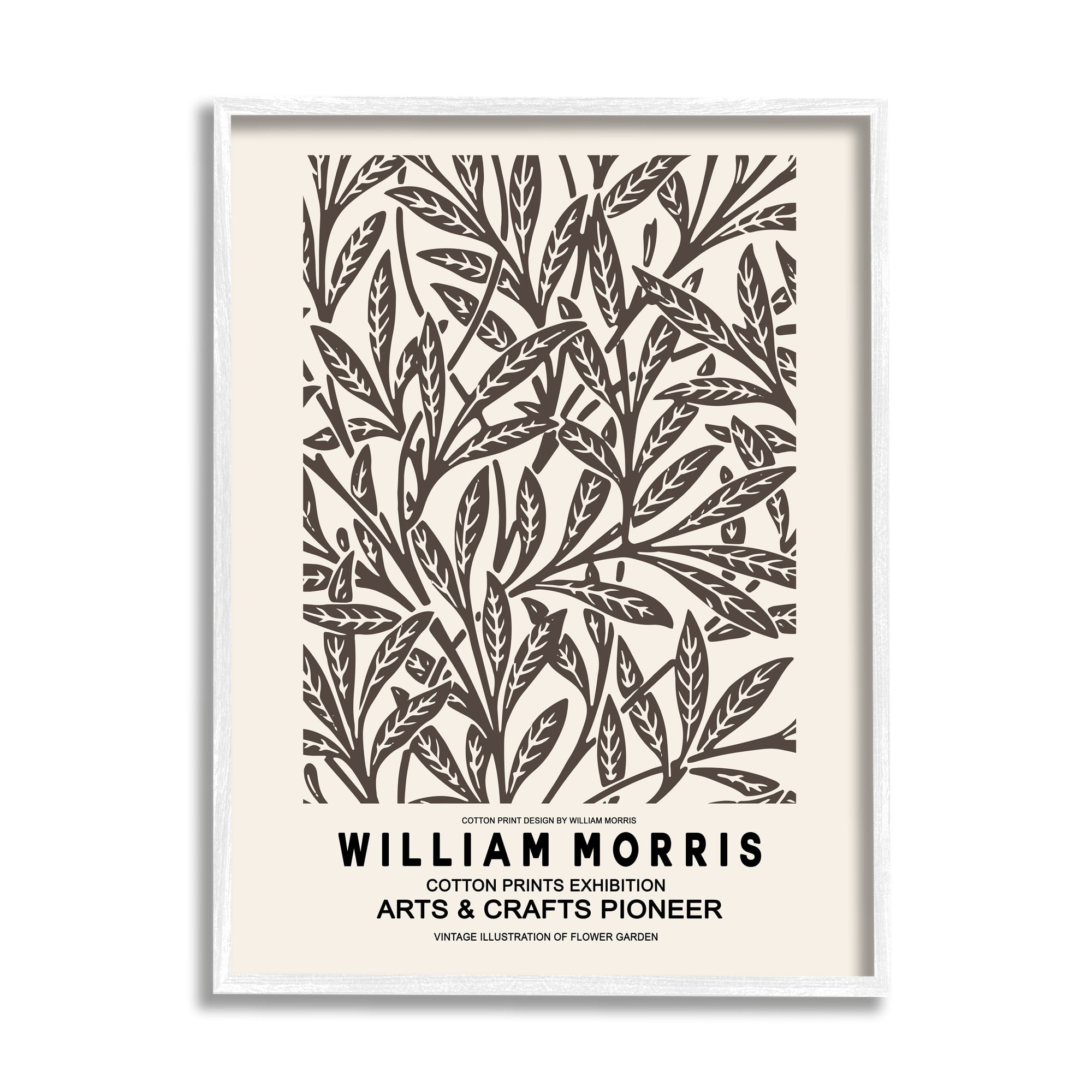 Stupell Industries Neutral Plant Leaves Pattern Text Flyer Exhibition Framed Wall Art, 24 x 30, Design by Ros Ruseva
