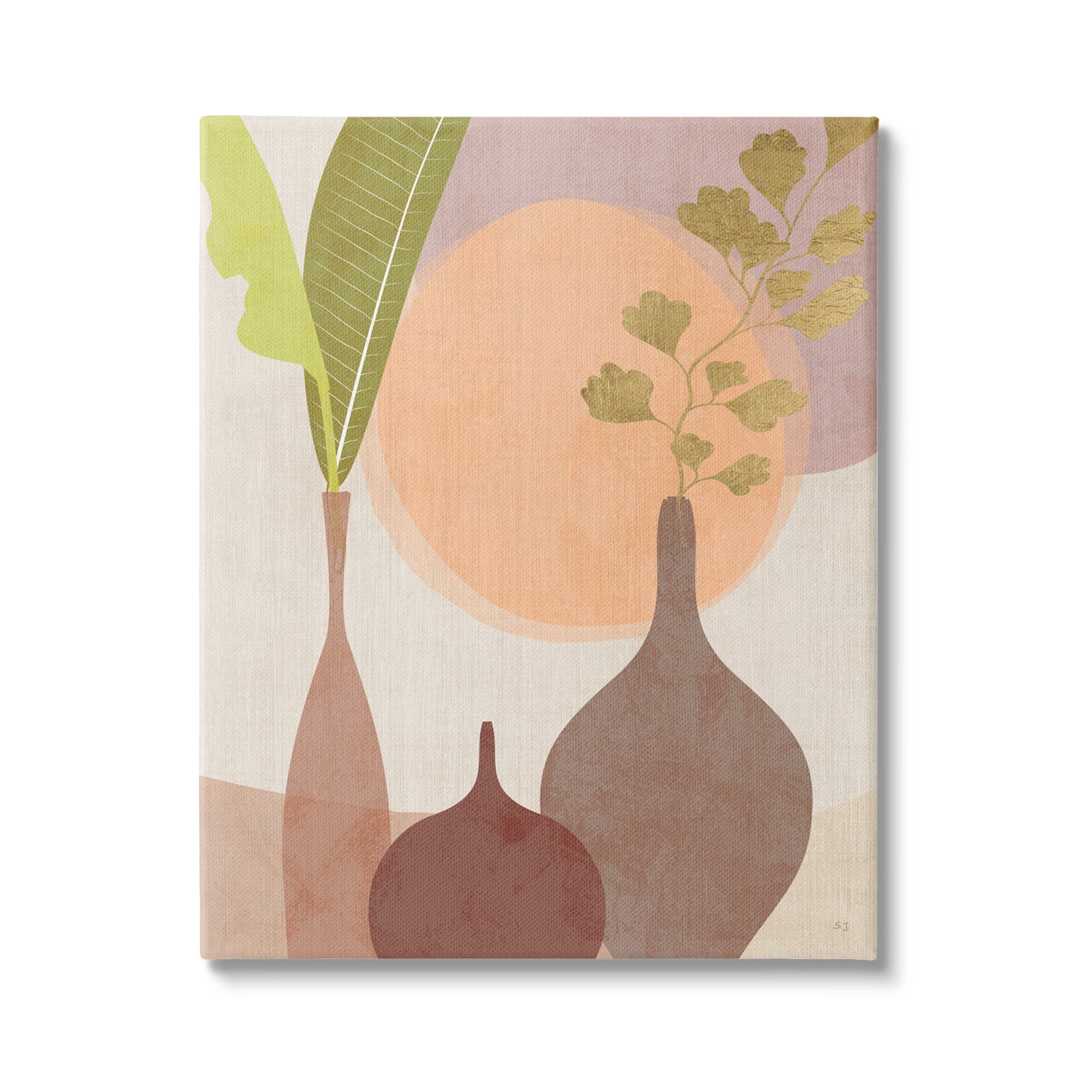 Stupell Industries Neutral Plants in Vases Botanical & Floral Painting Gallery Wrapped Canvas Art Print Wall Art, 30 x 40