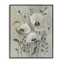 Stupell Industries Neutral Poppies Trio Plants & Flowers Painting Black Framed Art Print Wall Art, 11 x 14