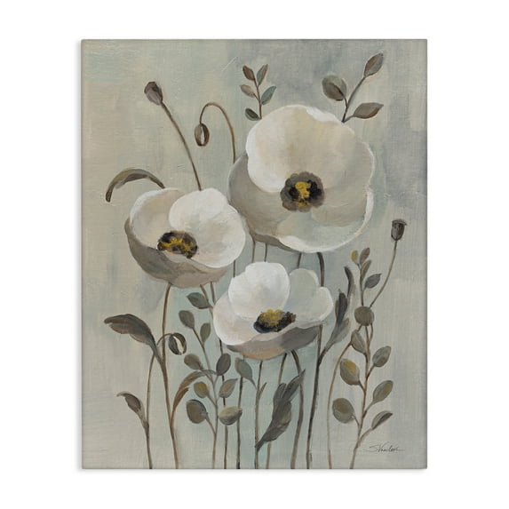 Stupell Industries Neutral Poppies Trio Plants & Flowers Painting Wrapped Canvas Art Print Wall Art, 36 x 48
