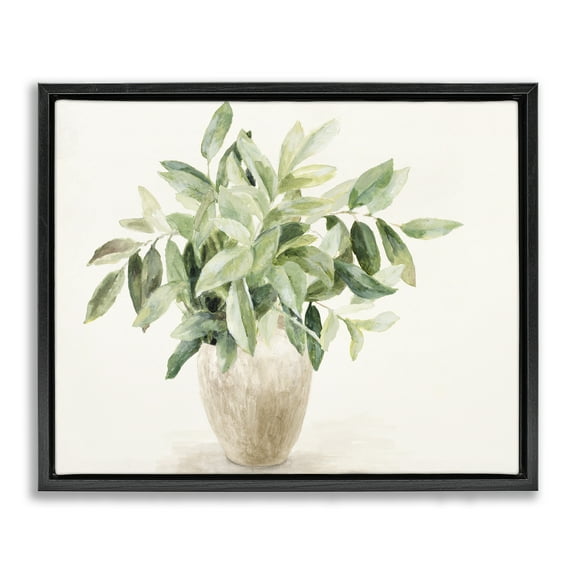 Stupell Industries Neutral Potted Plant Botanical & Floral Painting Black Floater Framed Art Print Wall Art, 21 x 17