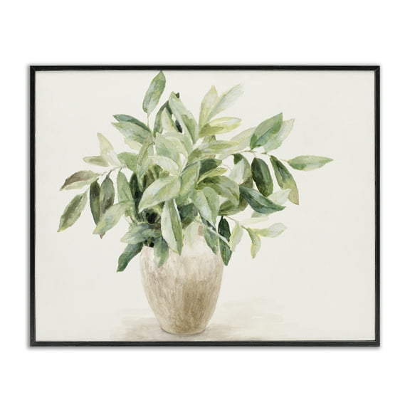 Stupell Industries Neutral Potted Plant Botanical & Floral Painting Black Framed Art Print Wall Art, 14 x 11