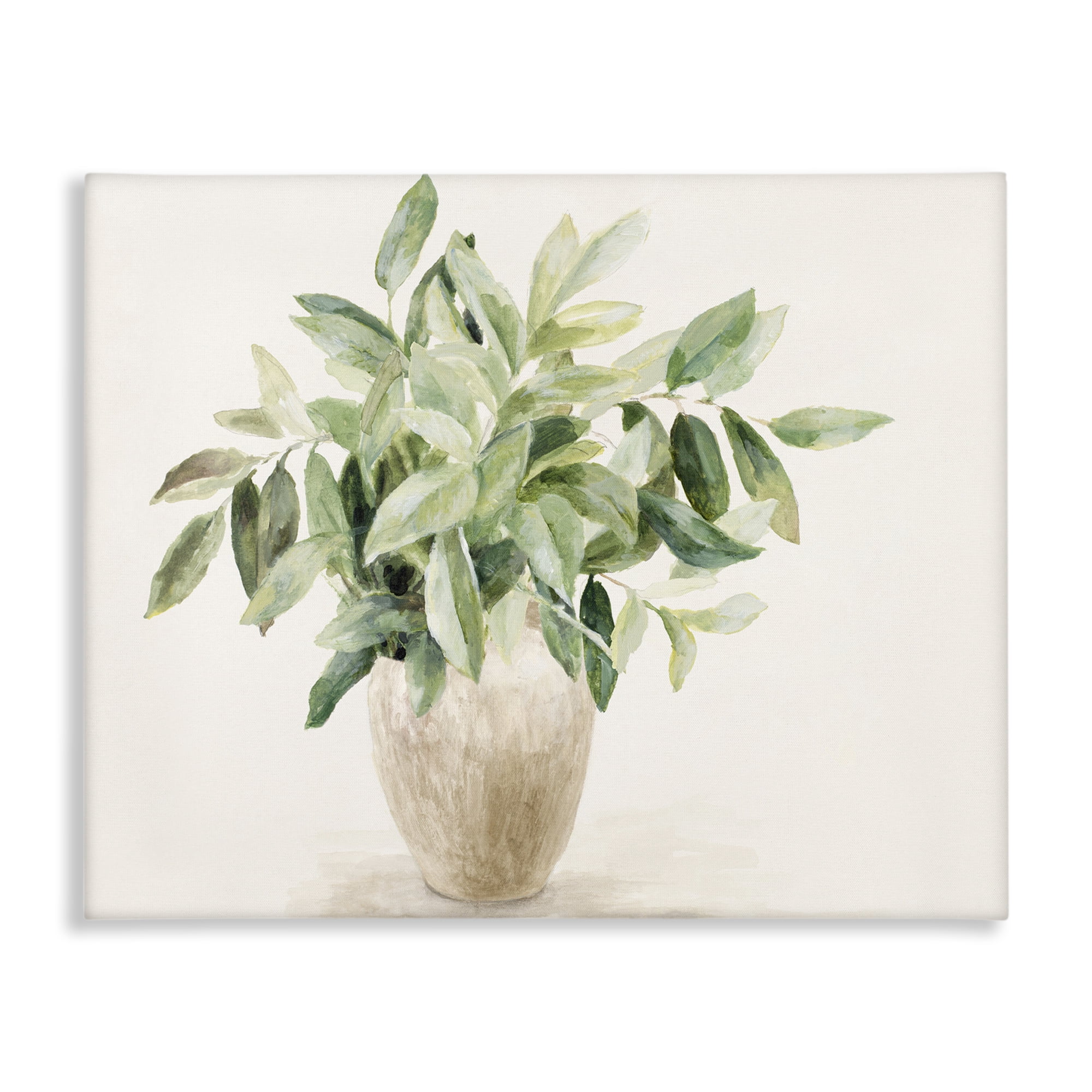 Stupell Industries Neutral Potted Plant Botanical & Floral Painting Gallery Wrapped Canvas Art Print Wall Art, 48 x 36