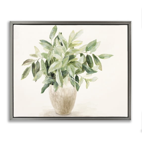 Stupell Industries Scandinavian Neutral Potted Plant Gray Floating Frame Canvas Art, 21 x 17, by Lanie Loreth