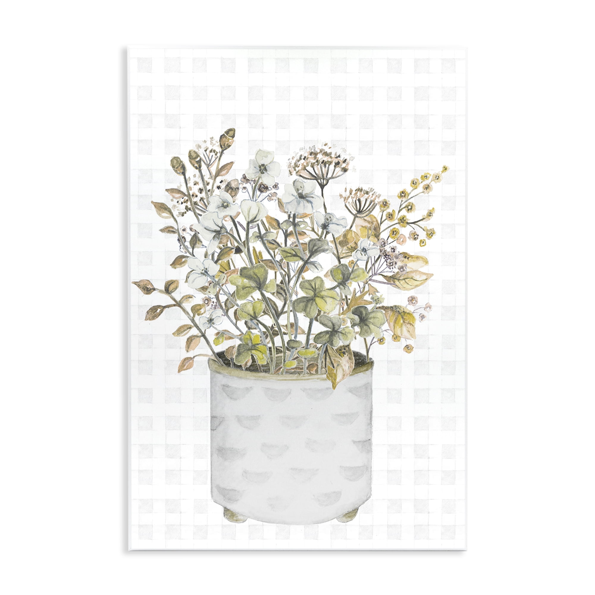 Stupell Industries Neutral Potted Wildflowers Botanical & Floral Painting Unframed Art Print Wall Art, 13 x 19