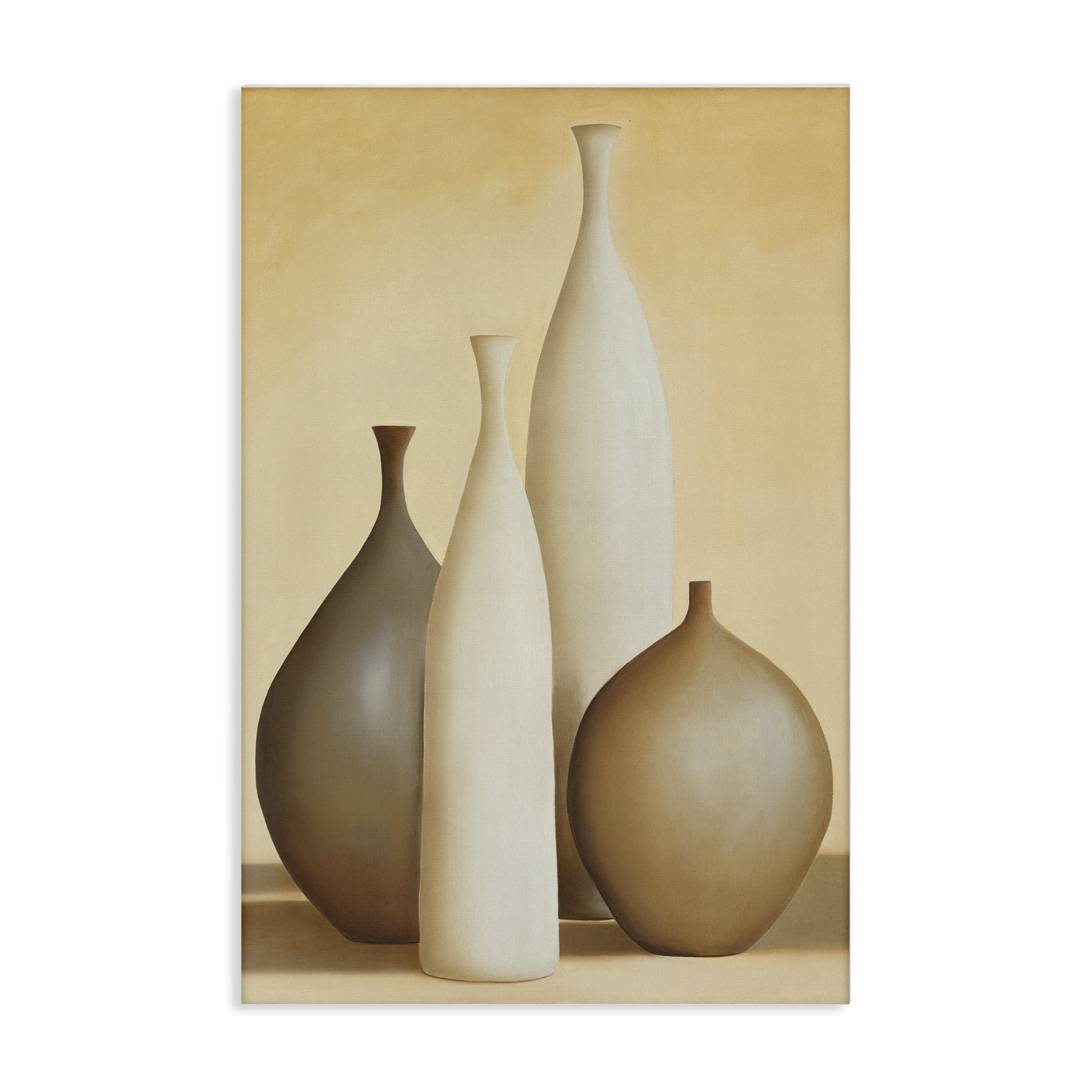Stupell Industries Neutral Pottery Bottles Furniture Painting Wrapped Canvas Art Print Wall Art, 30 x 45