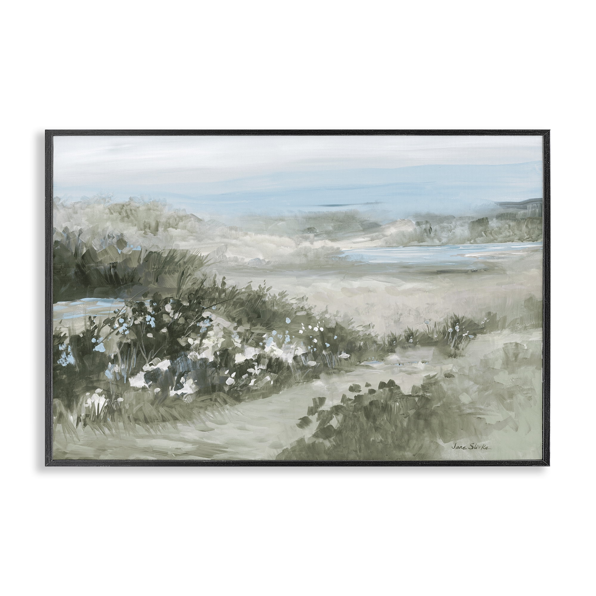 Stupell Industries Neutral Quiet Composition Landscape Black Framed Giclee Art, design by Jane Slivka