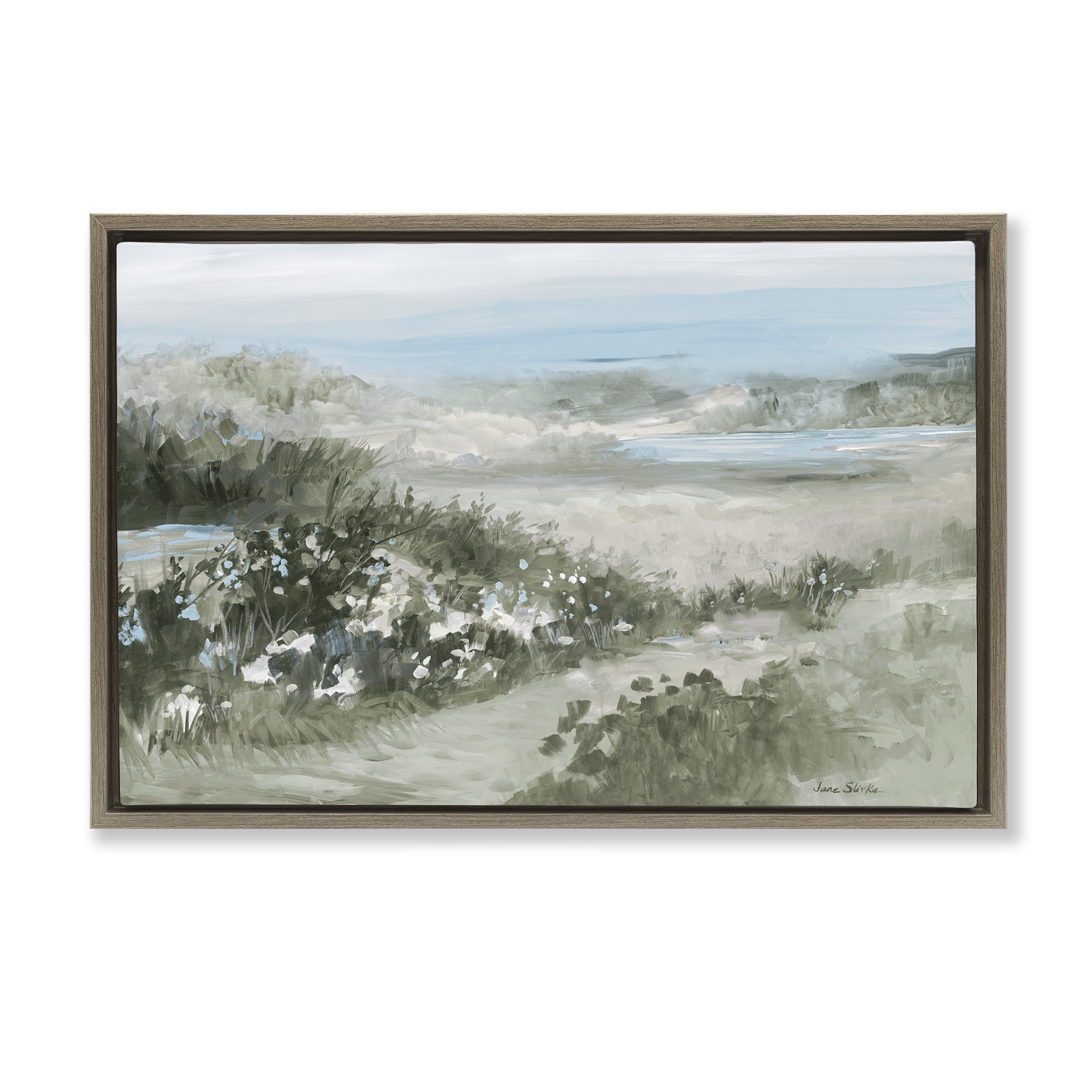 Stupell Industries Neutral Quiet Composition Landscape Brown Framed Floater Canvas Wall Art, design by Jane Slivka