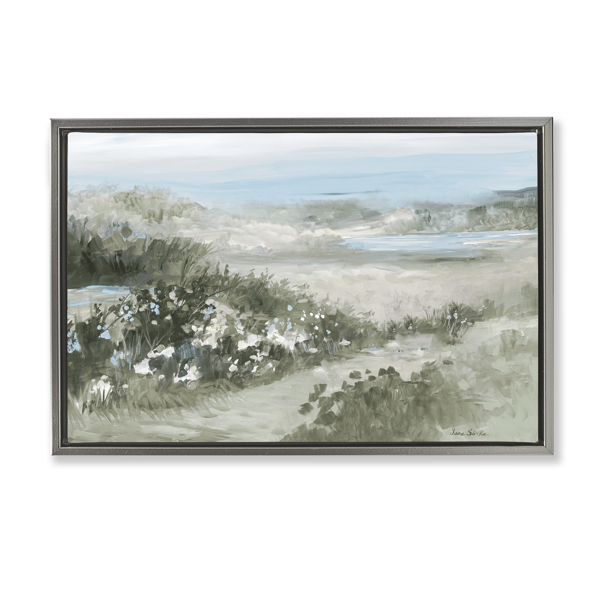 Stupell Industries Neutral Quiet Composition Landscape Gray Framed Floater Canvas Wall Art, design by Jane Slivka