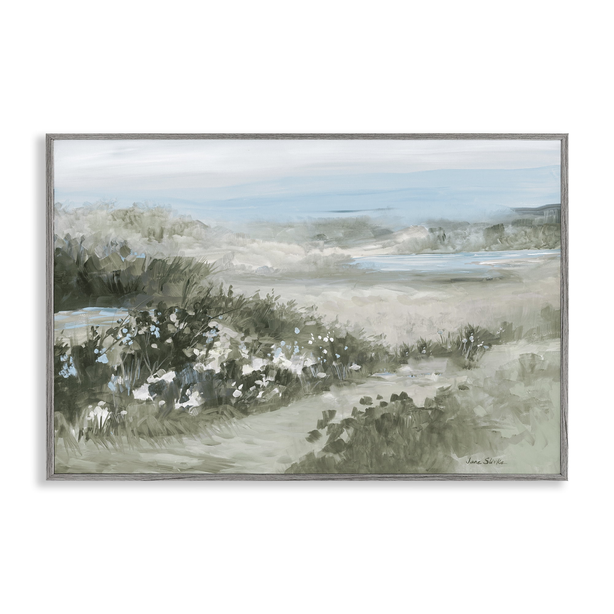 Stupell Industries Neutral Quiet Composition Landscape Gray Framed Giclee Art, design by Jane Slivka
