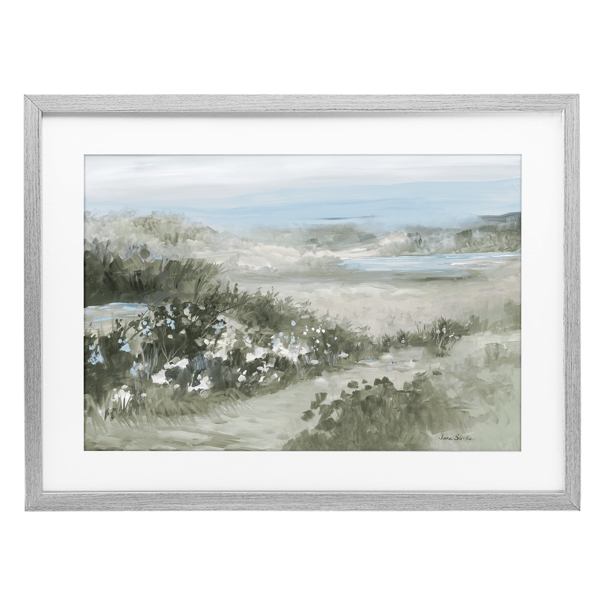 Stupell Industries Neutral Quiet Composition Landscape Gray Framed Print Under Glass, design by Jane Slivka