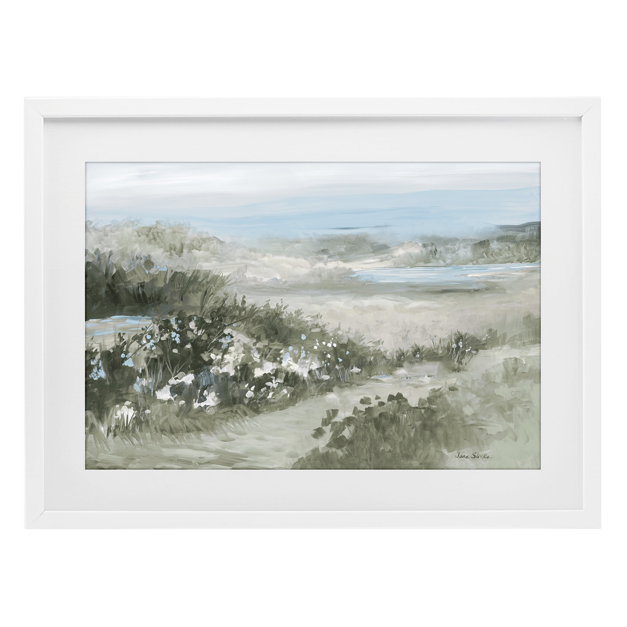 Stupell Industries Neutral Quiet Composition Landscape White Framed Print Under Glass, design by Jane Slivka