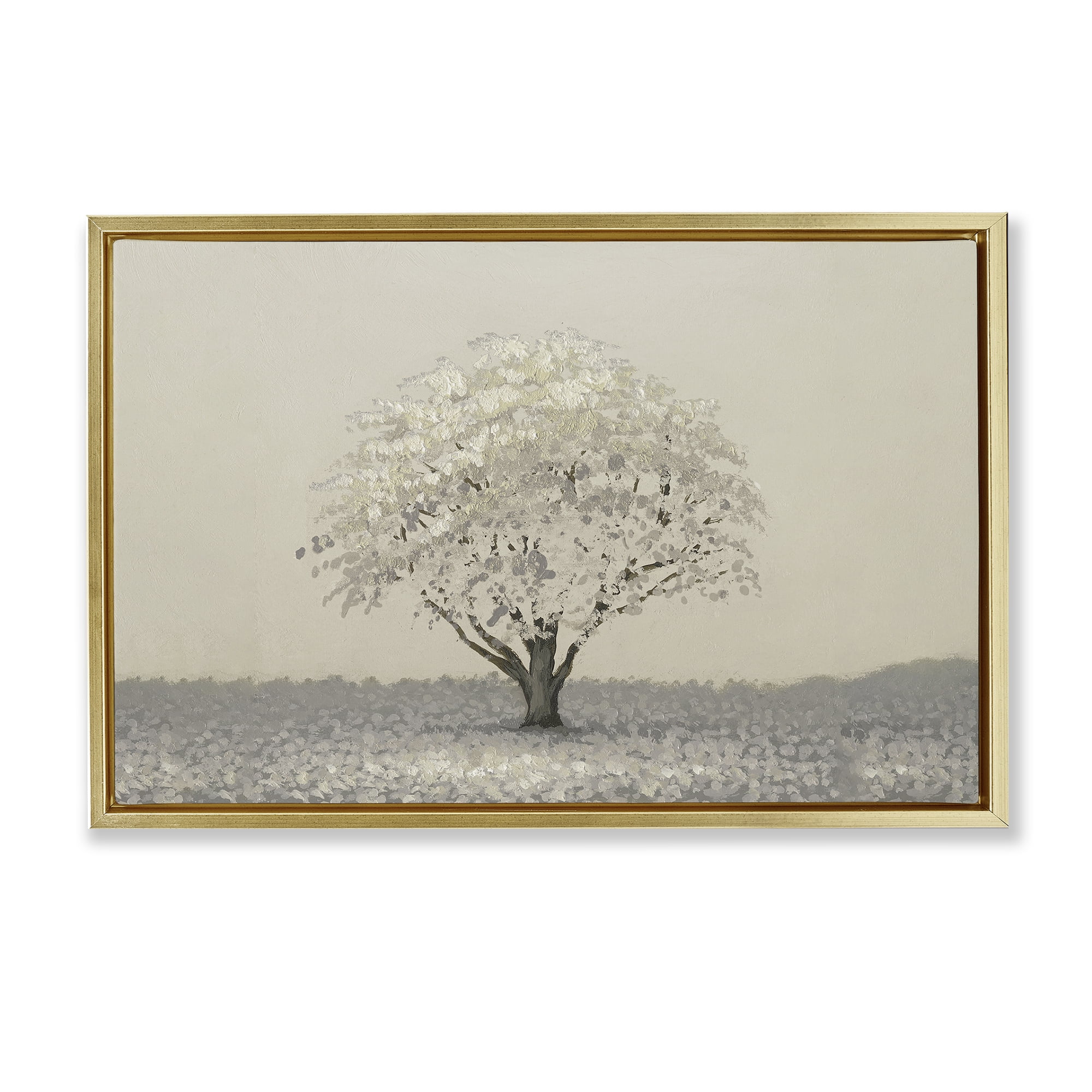 Stupell Industries Neutral Radiance Tree Gold Framed Floater Canvas Wall Art, design by Michael Marcon