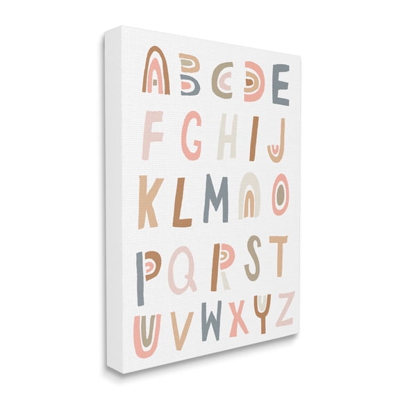 Stupell Industries Neutral Rainbow Alphabet Chart Pink Beige Typography,24 x 30,Designed by Jess Bruggink