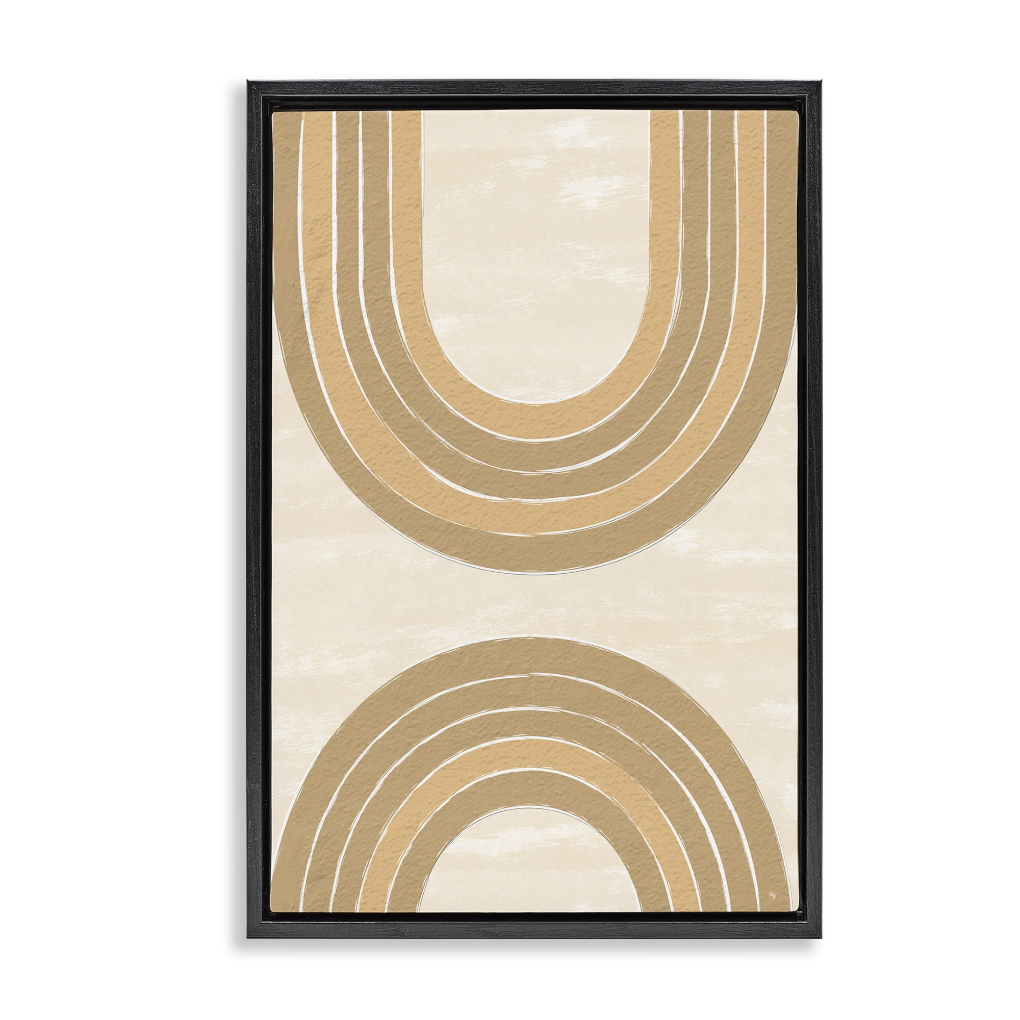 Stupell Industries Neutral Rainbow Arches Abstract Painting Black Floater Framed Canvas Art Print Wall Art, 17 x 25