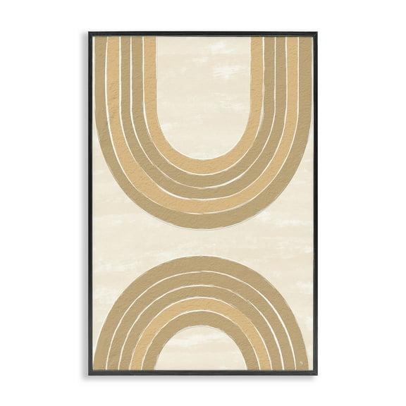 Stupell Industries Neutral Rainbow Arches Abstract Painting Black Framed Art Print Wall Art, 12 x 18