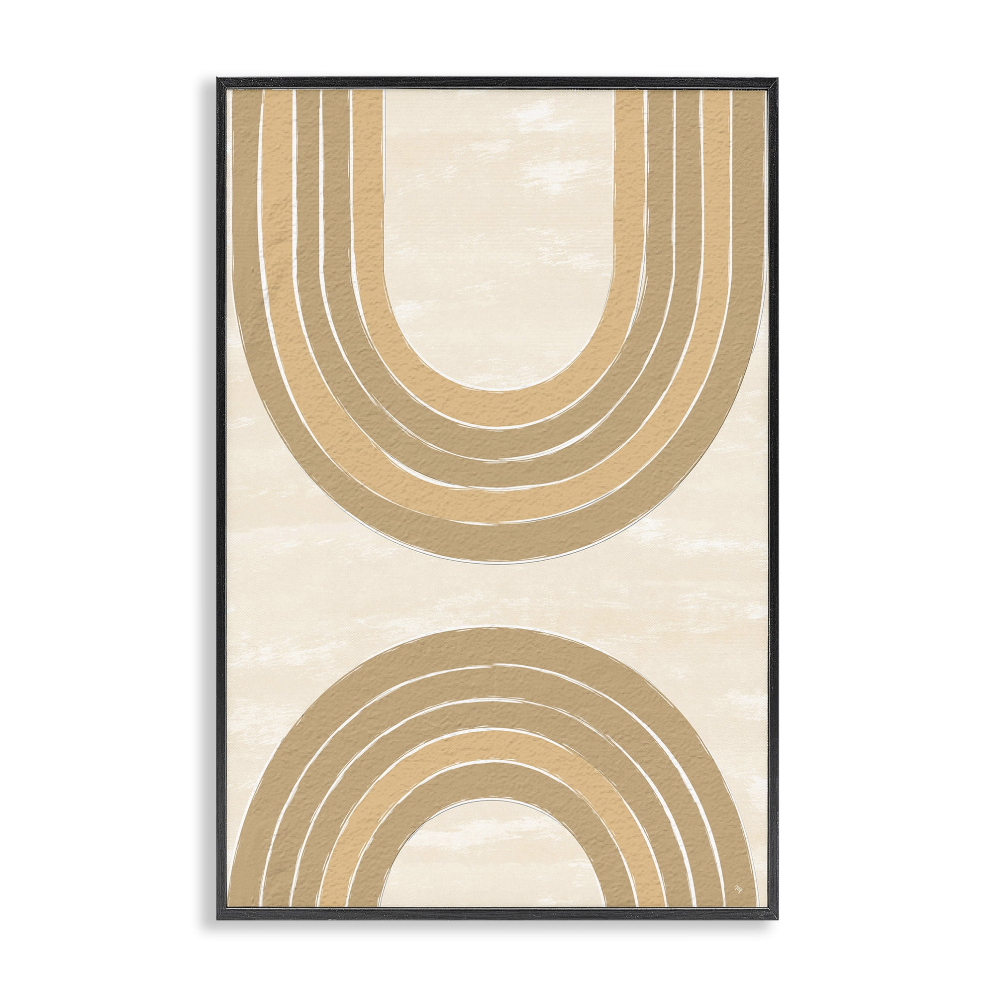Stupell Industries Neutral Rainbow Arches Abstract Painting Black Framed Art Print Wall Art, 16 x 24