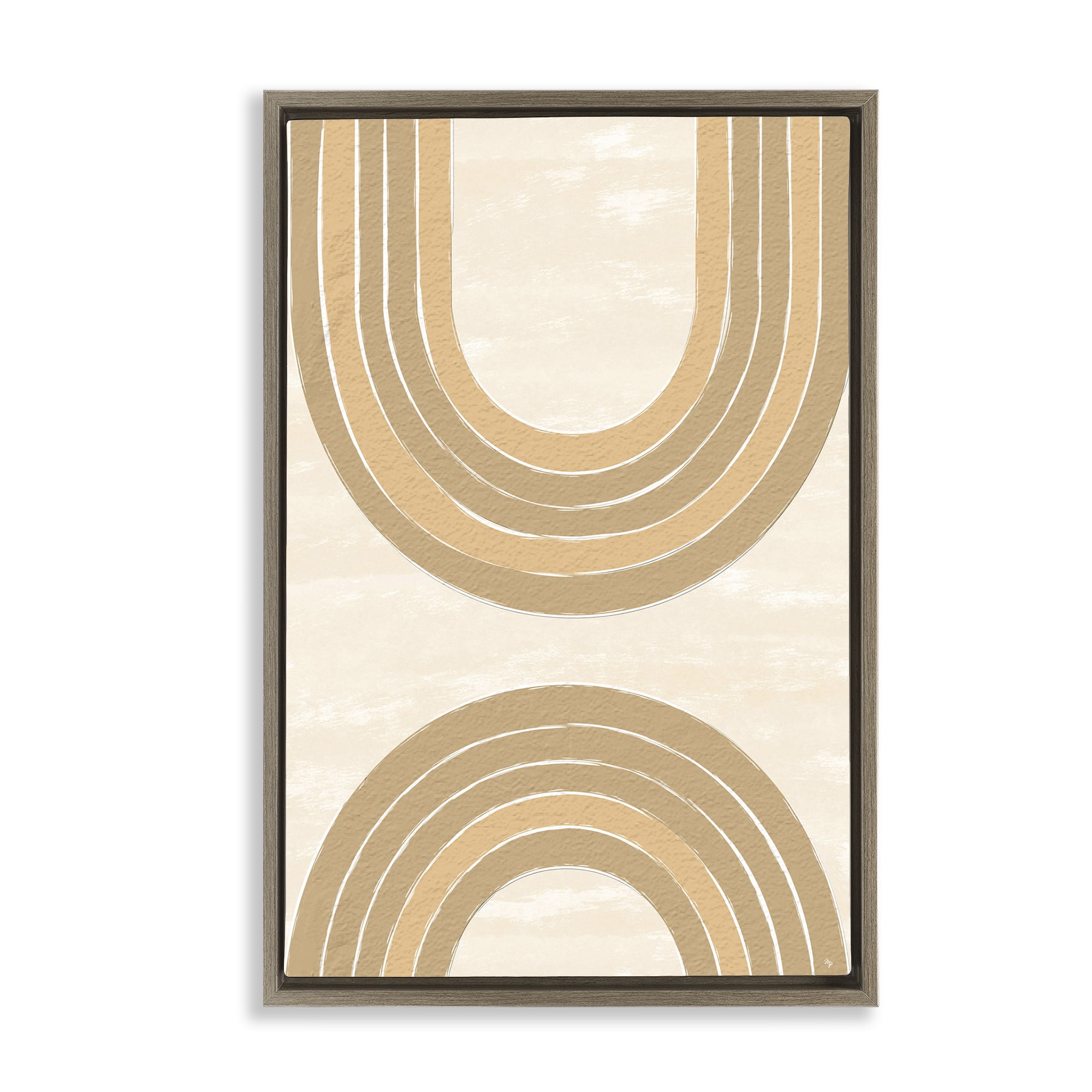 Stupell Industries Neutral Rainbow Arches Abstract Painting Brown Floater Framed Canvas Art Print Wall Art, 17 x 25