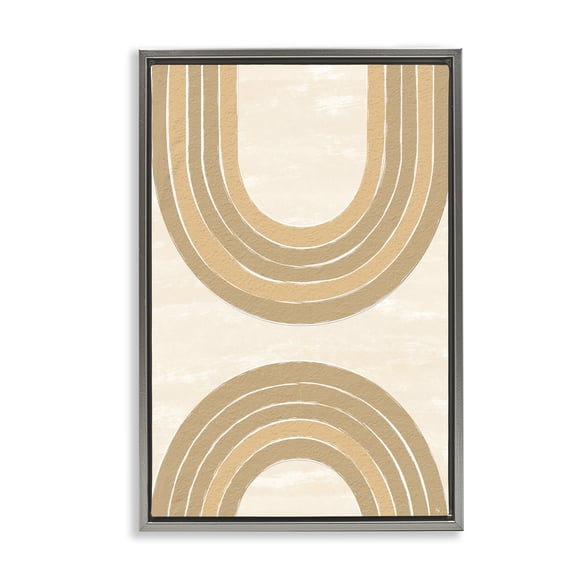 Stupell Industries Neutral Rainbow Arches Abstract Painting Gray Floater Framed Canvas Art Print Wall Art, 21 x 31