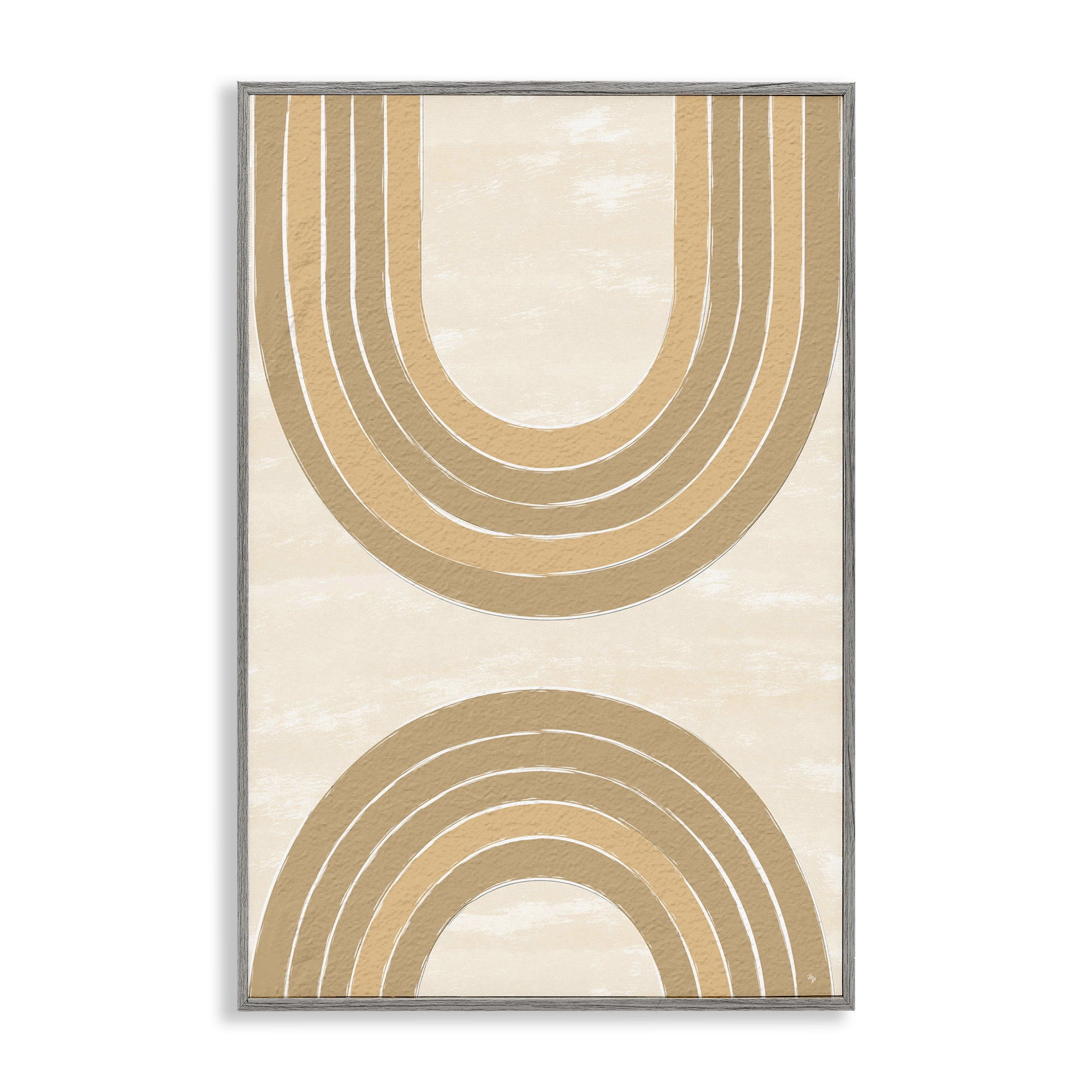 Stupell Industries Neutral Rainbow Arches Abstract Painting Gray Framed Art Print Wall Art, 20 x 30