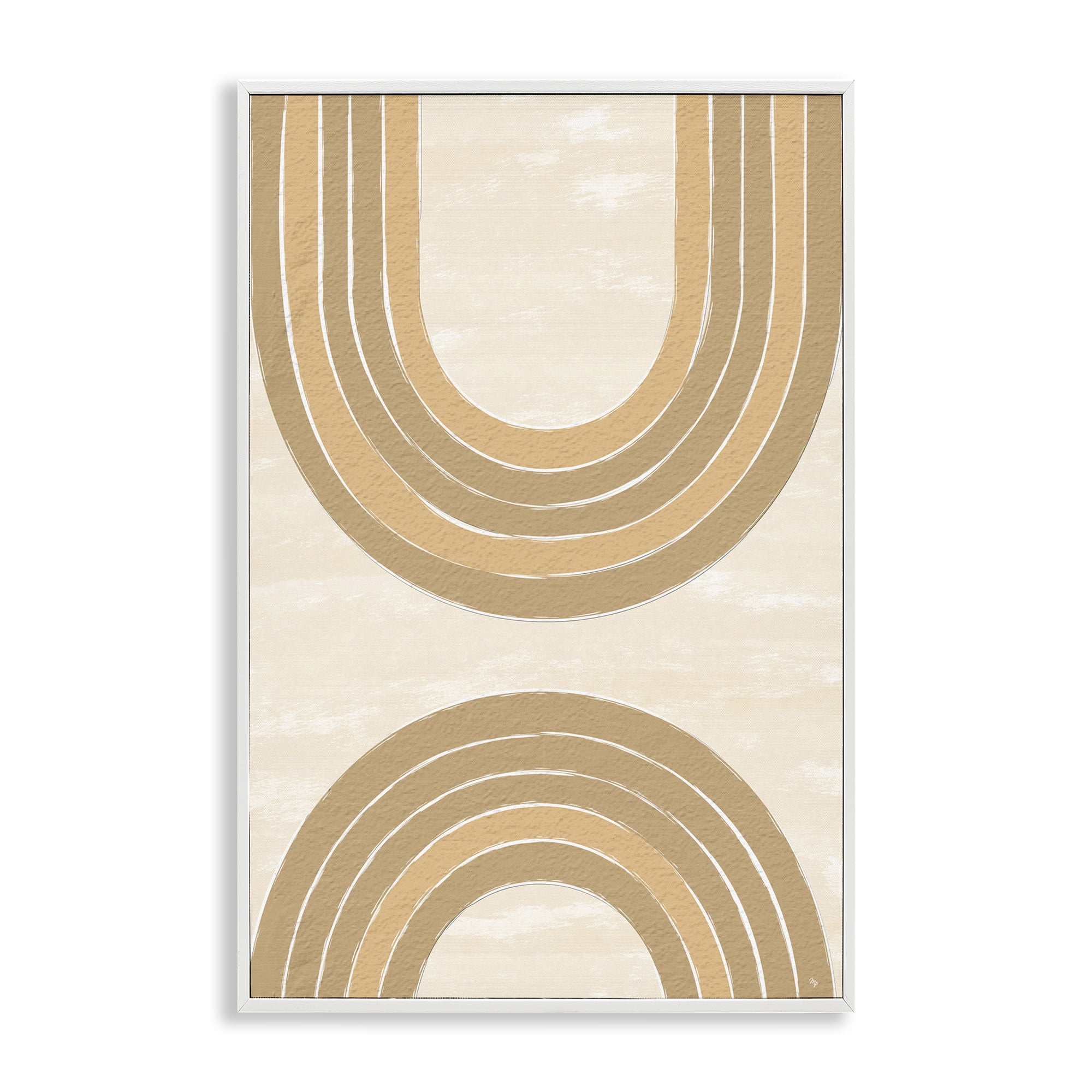 Stupell Industries Neutral Rainbow Arches Abstract Painting White Framed Art Print Wall Art, 12 x 18