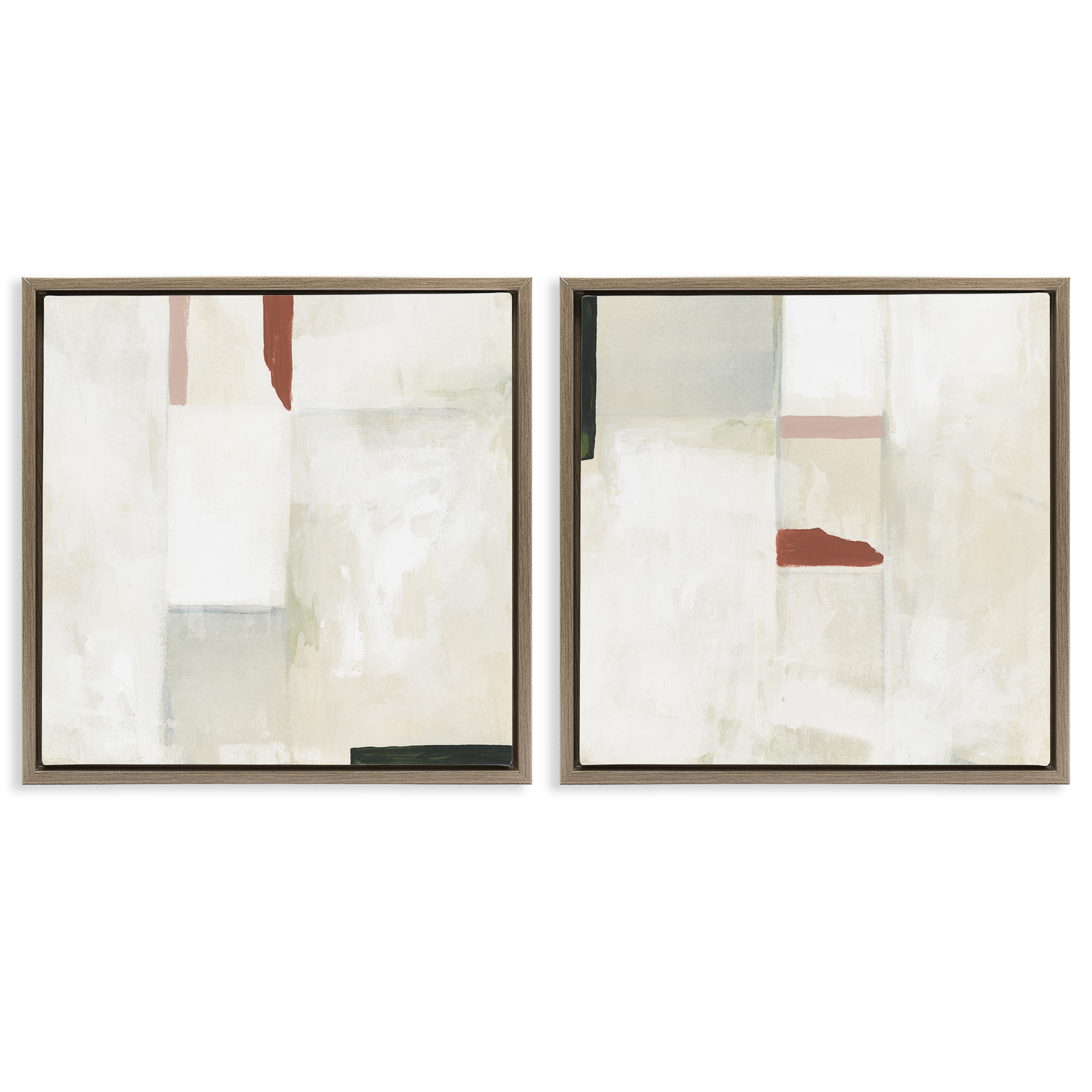 Stupell Industries Neutral Rectangles Mauve Effects Abstract Painting Brown Floater Framed Canvas Art Print Wall Art, 25 x 25, Set of 2