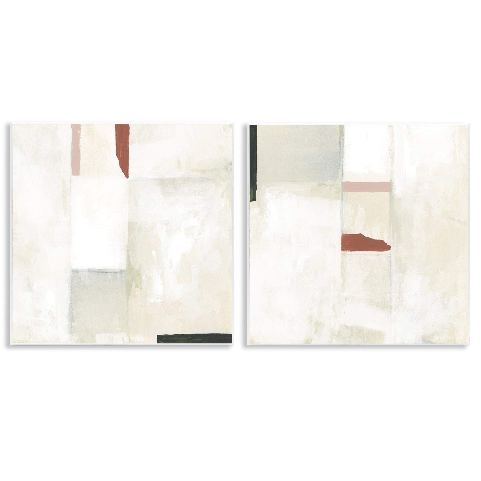 Stupell Industries Neutral Rectangles Mauve Effects Abstract Painting Unframed Art Print Wall Art, 12 x 12, Set of 2