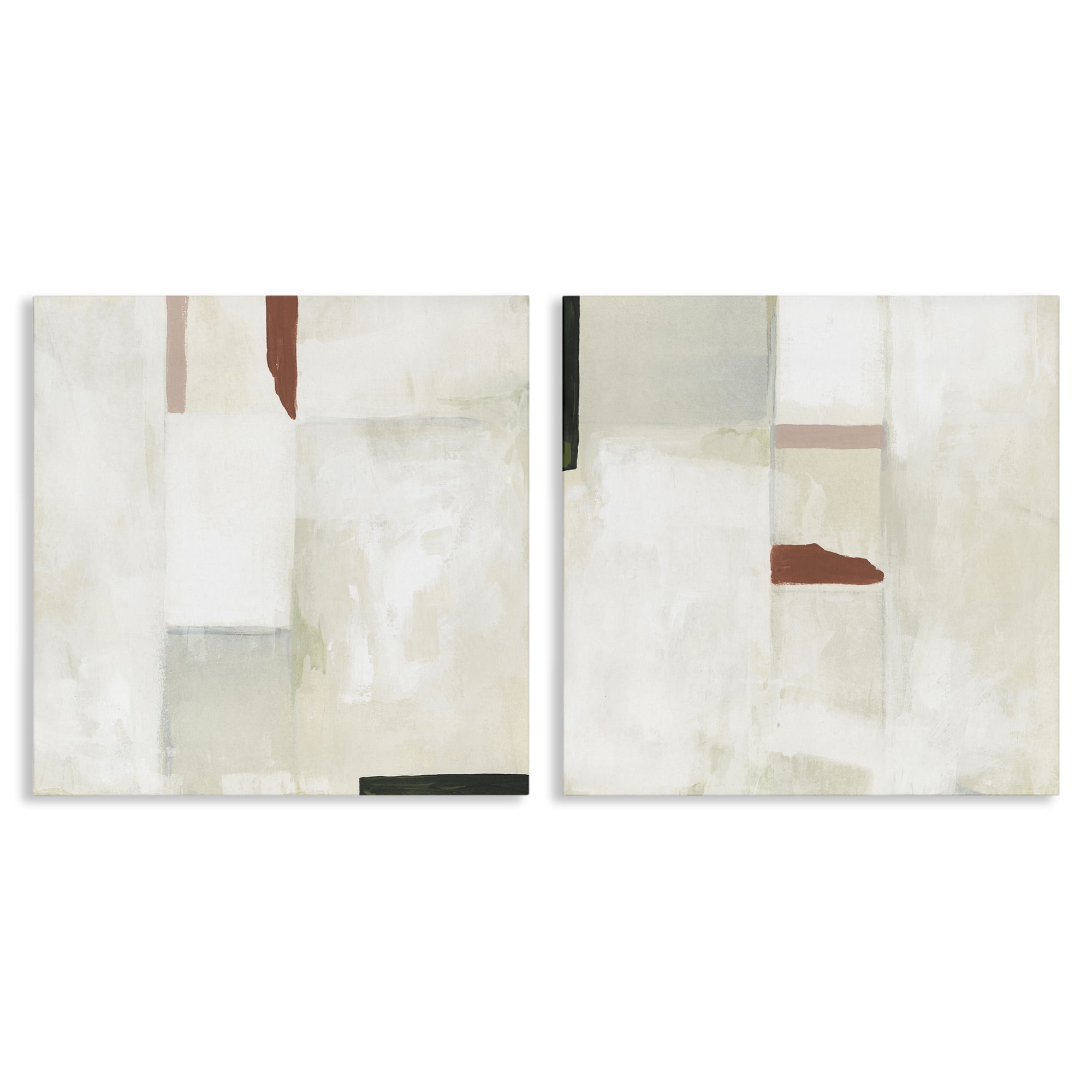 Stupell Industries Neutral Rectangles Mauve Effects Abstract Painting Wrapped Canvas Art Print Wall Art, 17 x 17, Set of 2
