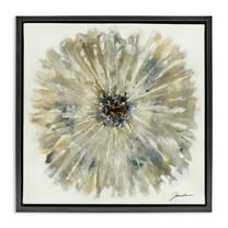 Stupell Industries Neutral Rustic Abstract Flower Floral Painting Black Floater Framed Canvas Art Print Wall Art, 25 x 25