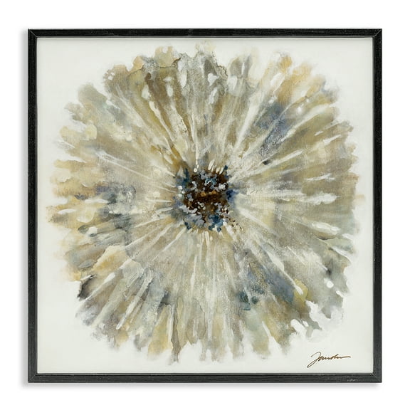 Stupell Industries Neutral Rustic Abstract Flower Floral Painting Black Framed Art Print Wall Art, 12 x 12