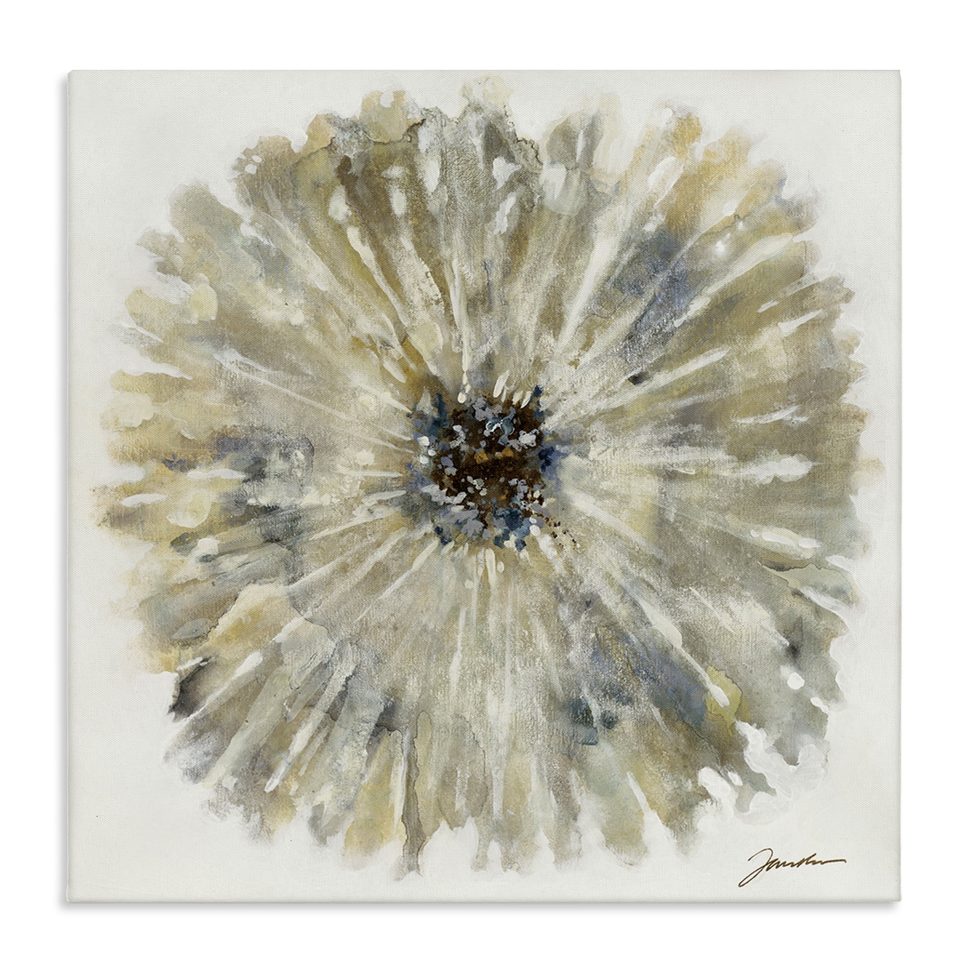 Stupell Industries Neutral Rustic Abstract Flower Floral Painting Wrapped Canvas Canvas Art Print Wall Art, 36 x 36