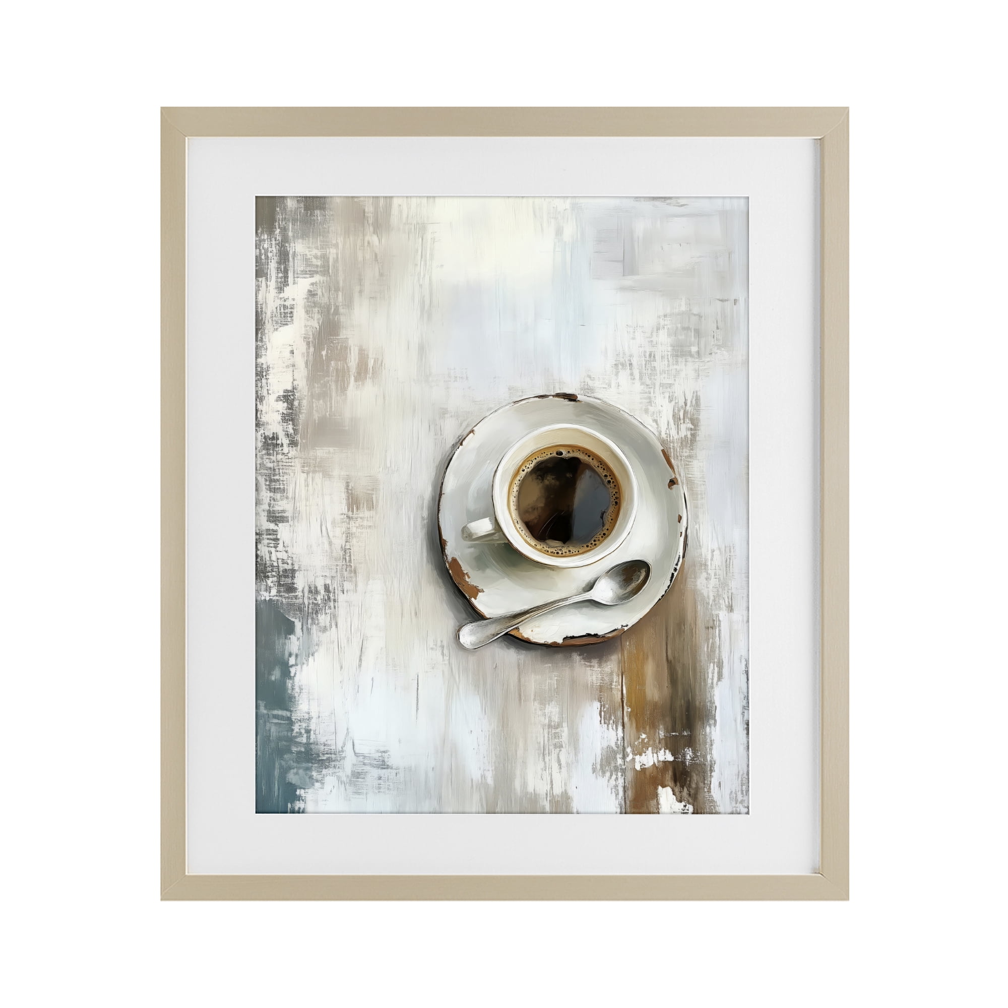 Stupell Industries Neutral & Rustic Cup of Coffee Birch Framed Print Under Glass, design by LSR Design Studio