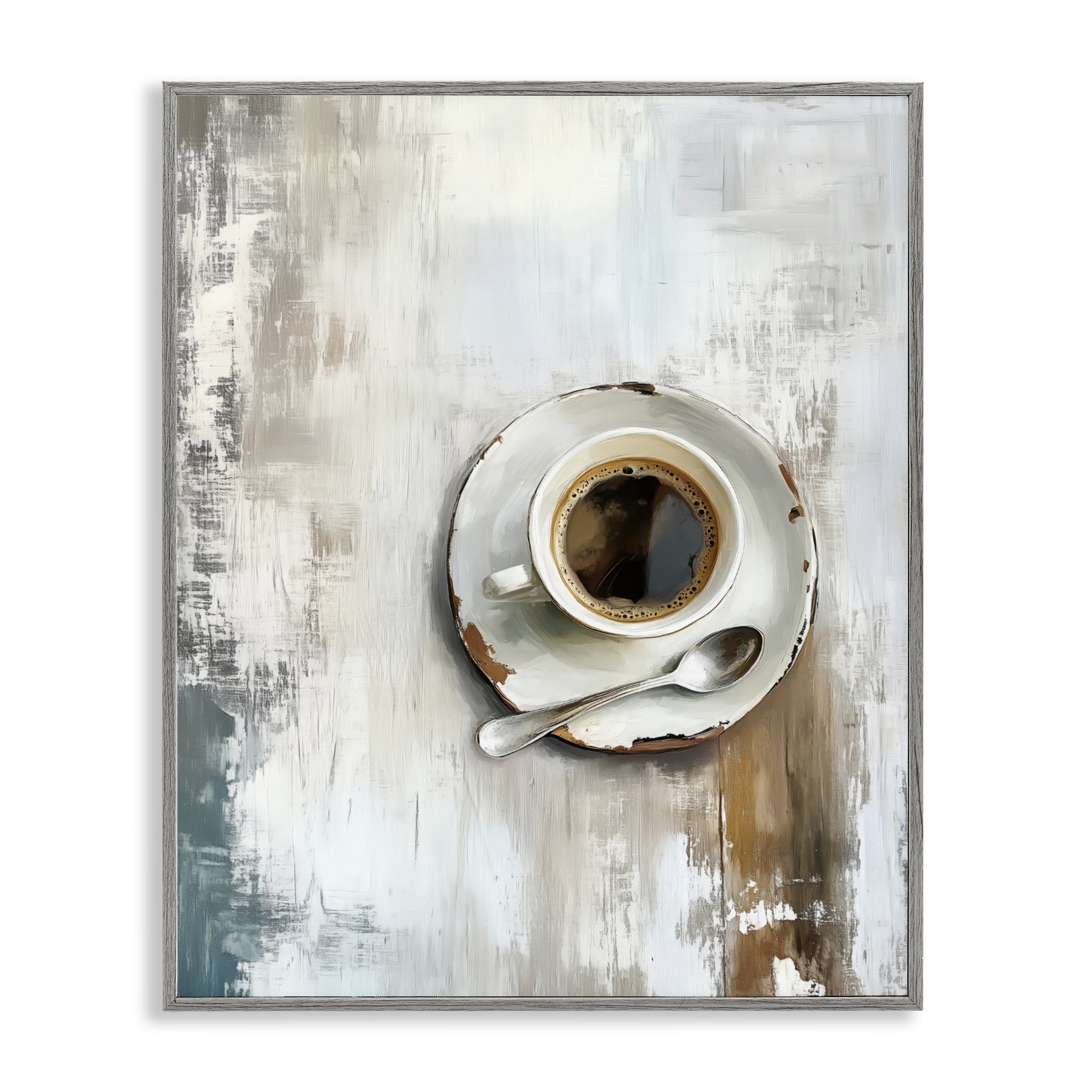 Stupell Industries Neutral & Rustic Cup of Coffee Gray Framed Giclee Art, design by LSR Design Studio