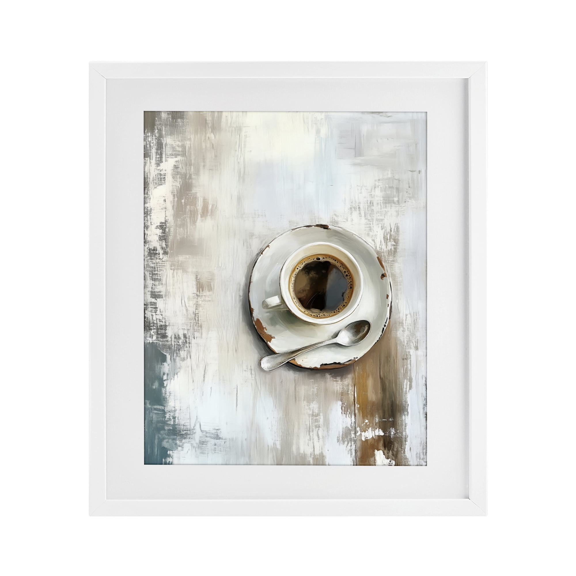 Stupell Industries Neutral & Rustic Cup of Coffee White Framed Print Under Glass, design by LSR Design Studio