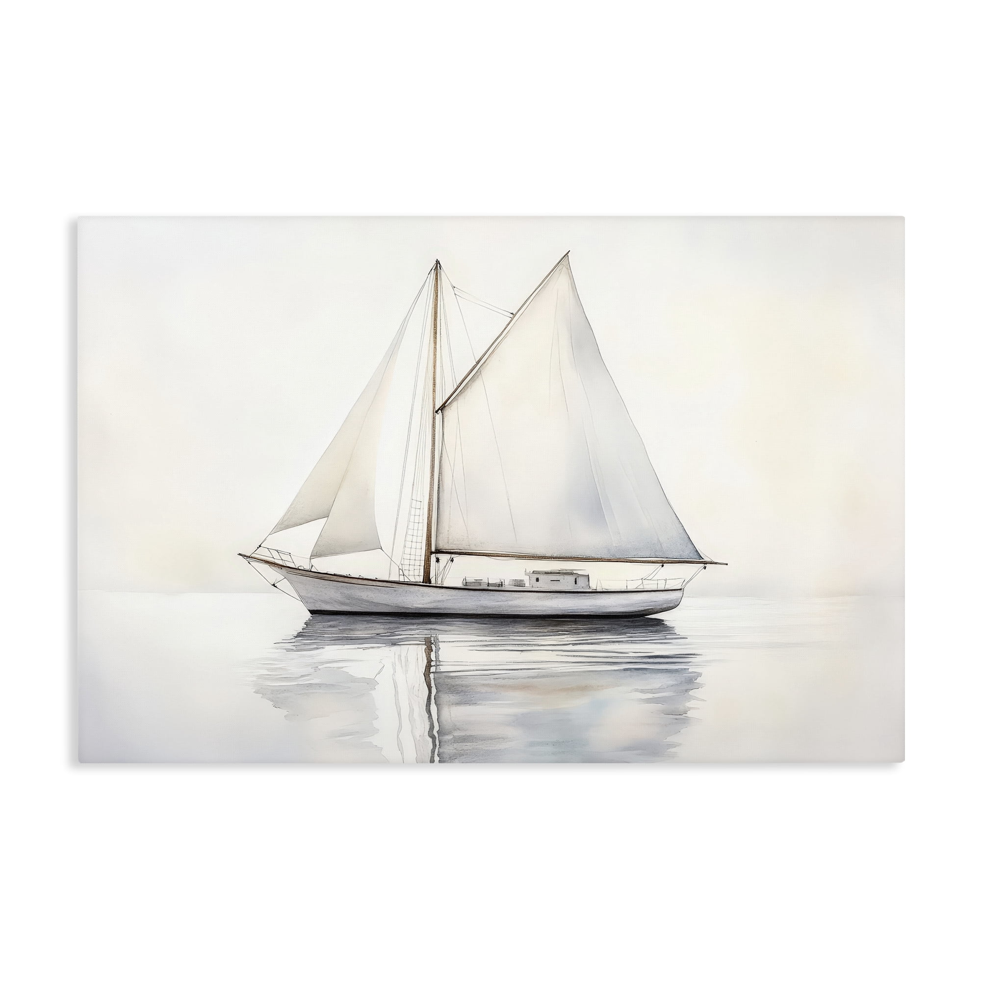 Stupell Industries Neutral Sailboat Reflection Canvas Wall Art, design by Petal Prints Design