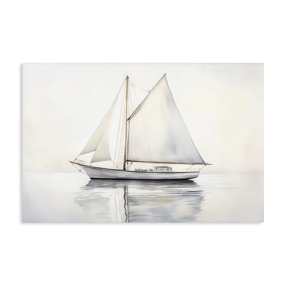 Stupell Industries Tropical Neutral Sailboat Reflection Canvas Art, 24 x 16, by Petals Prints Design