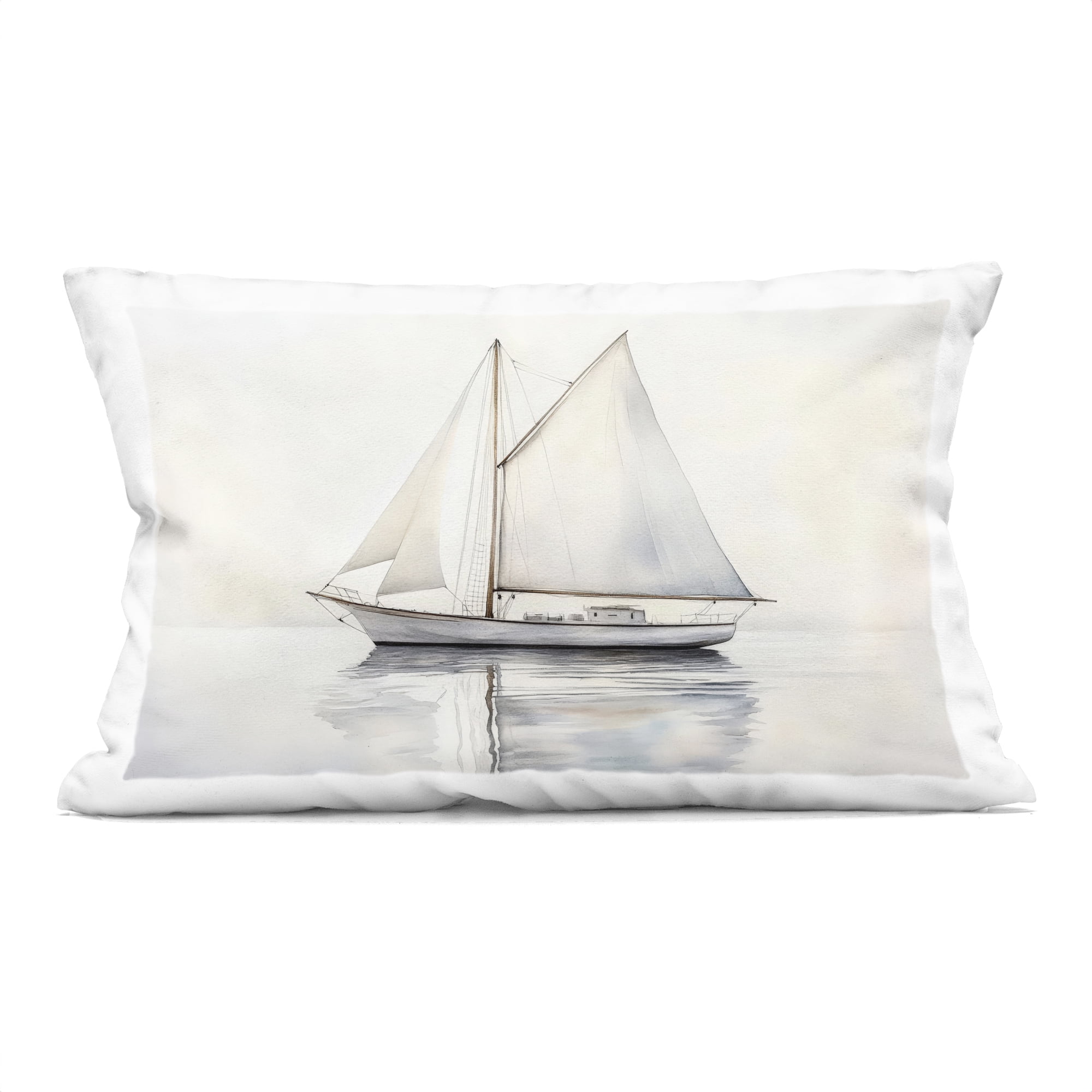 Stupell Industries Neutral Sailboat Reflection Decorative Printed Throw Pillow, design by Petal Prints Design, 14 x 7 x 20