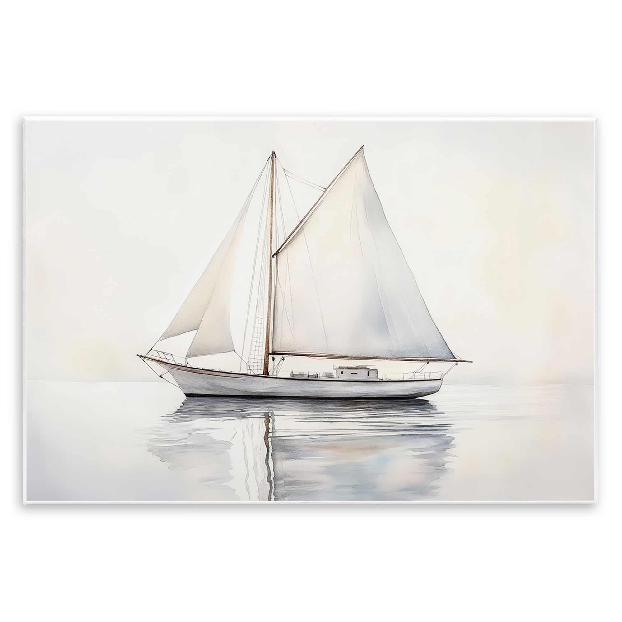 Stupell Industries Neutral Sailboat Reflection Wall Plaque Art, design by Petal Prints Design