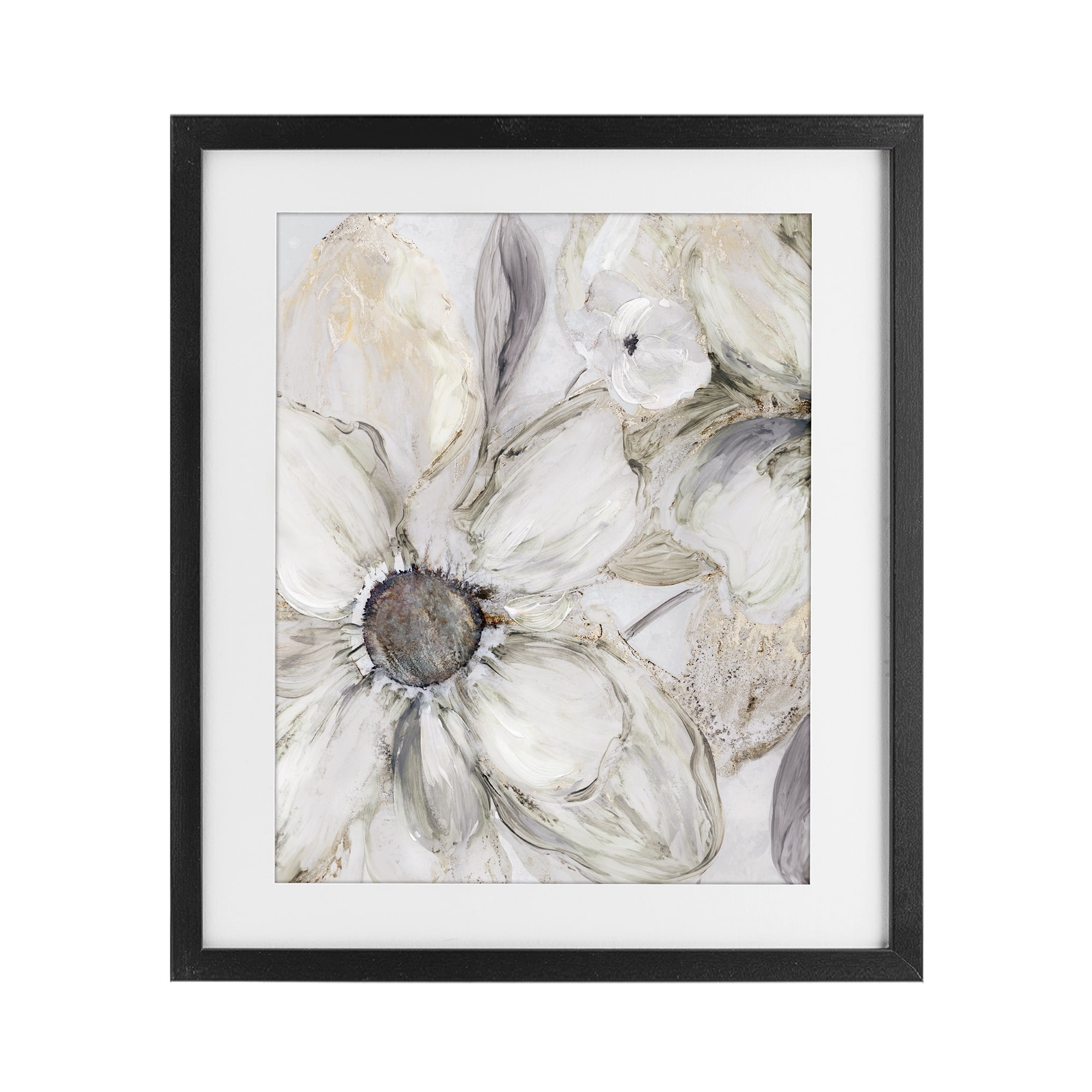 Stupell Industries Neutral Sandstone Blooms Black Framed Print Under Glass, design by Carol Robinson