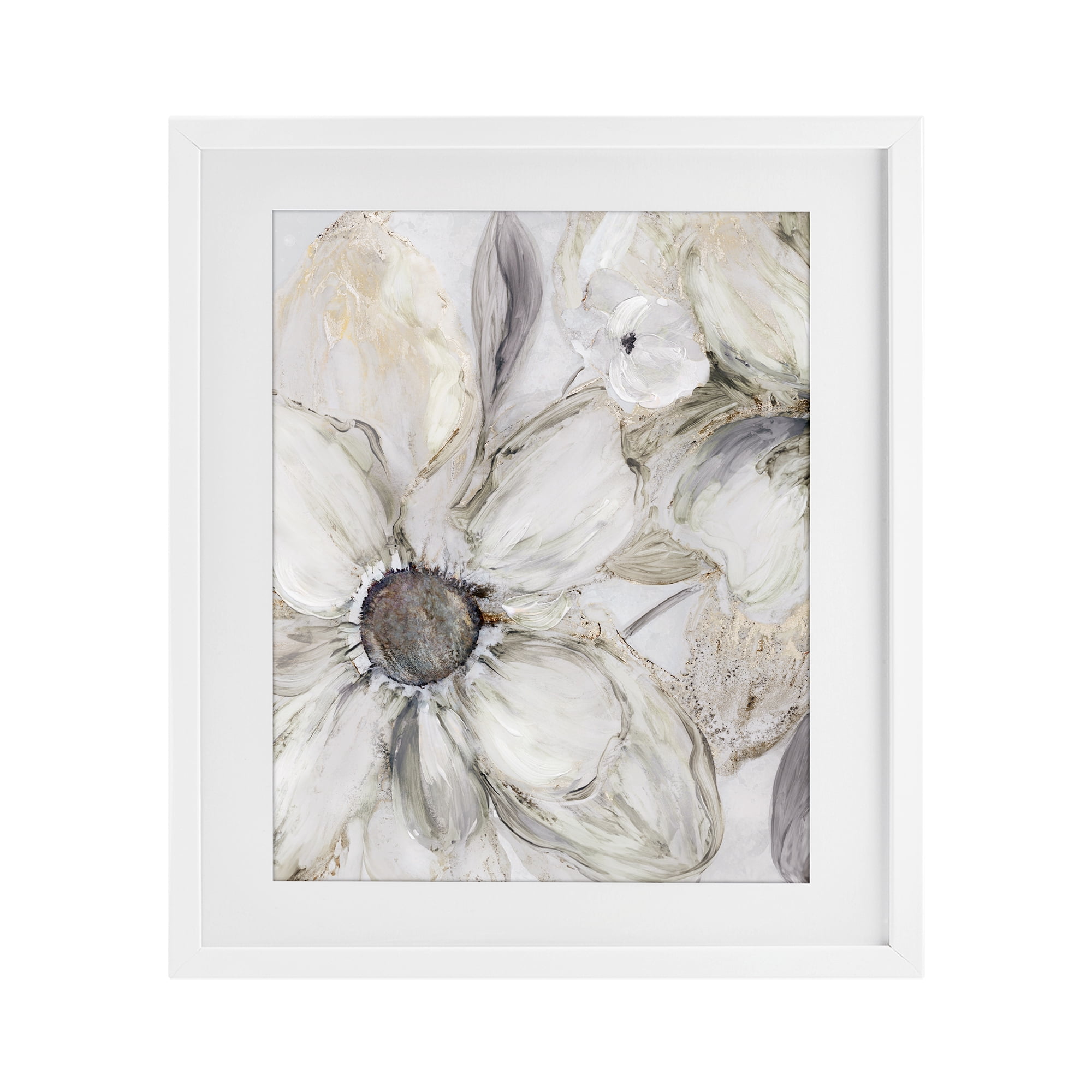 Stupell Industries Neutral Sandstone Blooms White Framed Print Under Glass, design by Carol Robinson