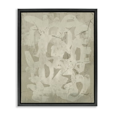 Stupell Industries Neutral Scribble Pattern Abstract Painting Black Floater Framed Canvas Art Print Wall Art, 17 x 21